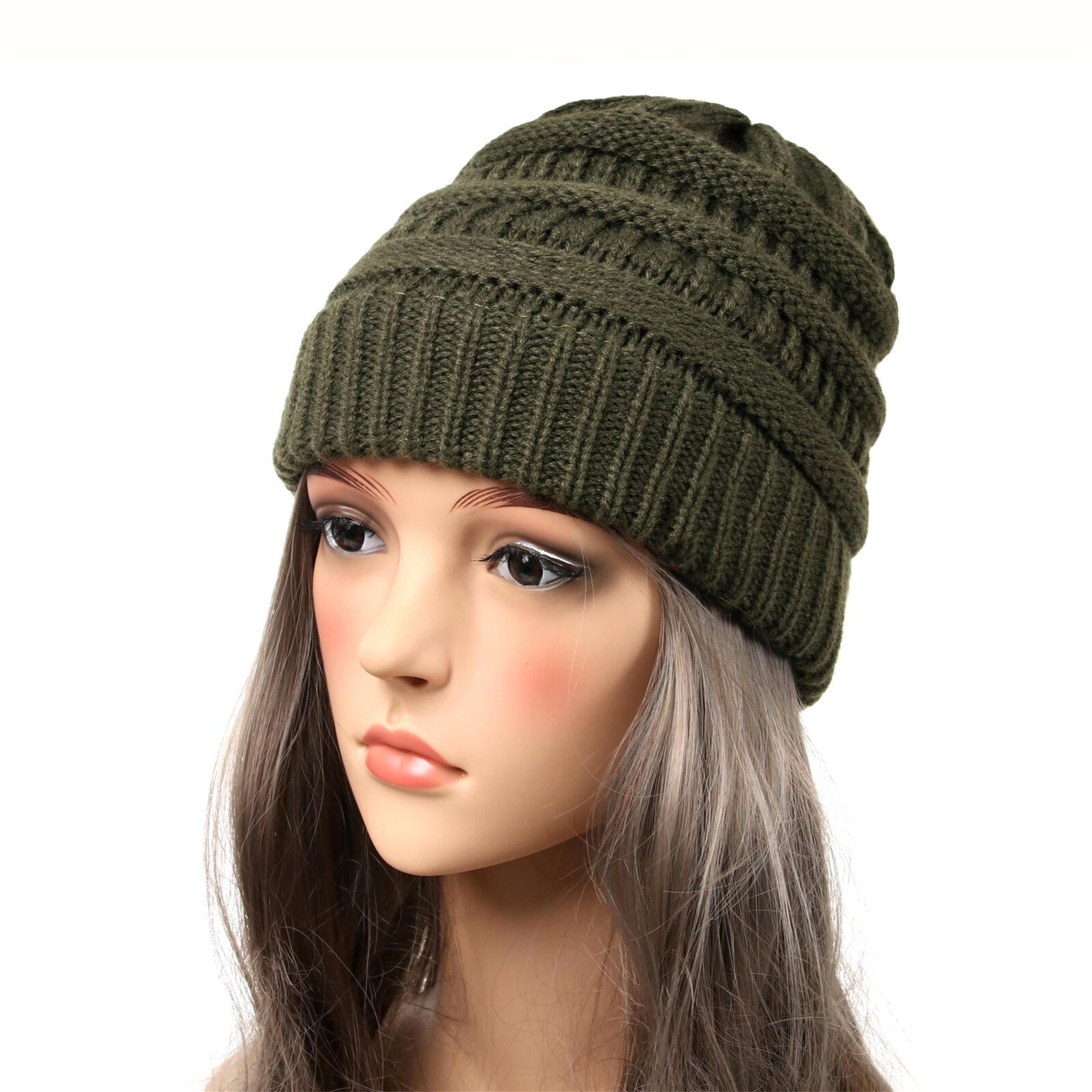 Warm Chunky Knit Beanie Hat For Women Soft Stretch Winter Cap 9