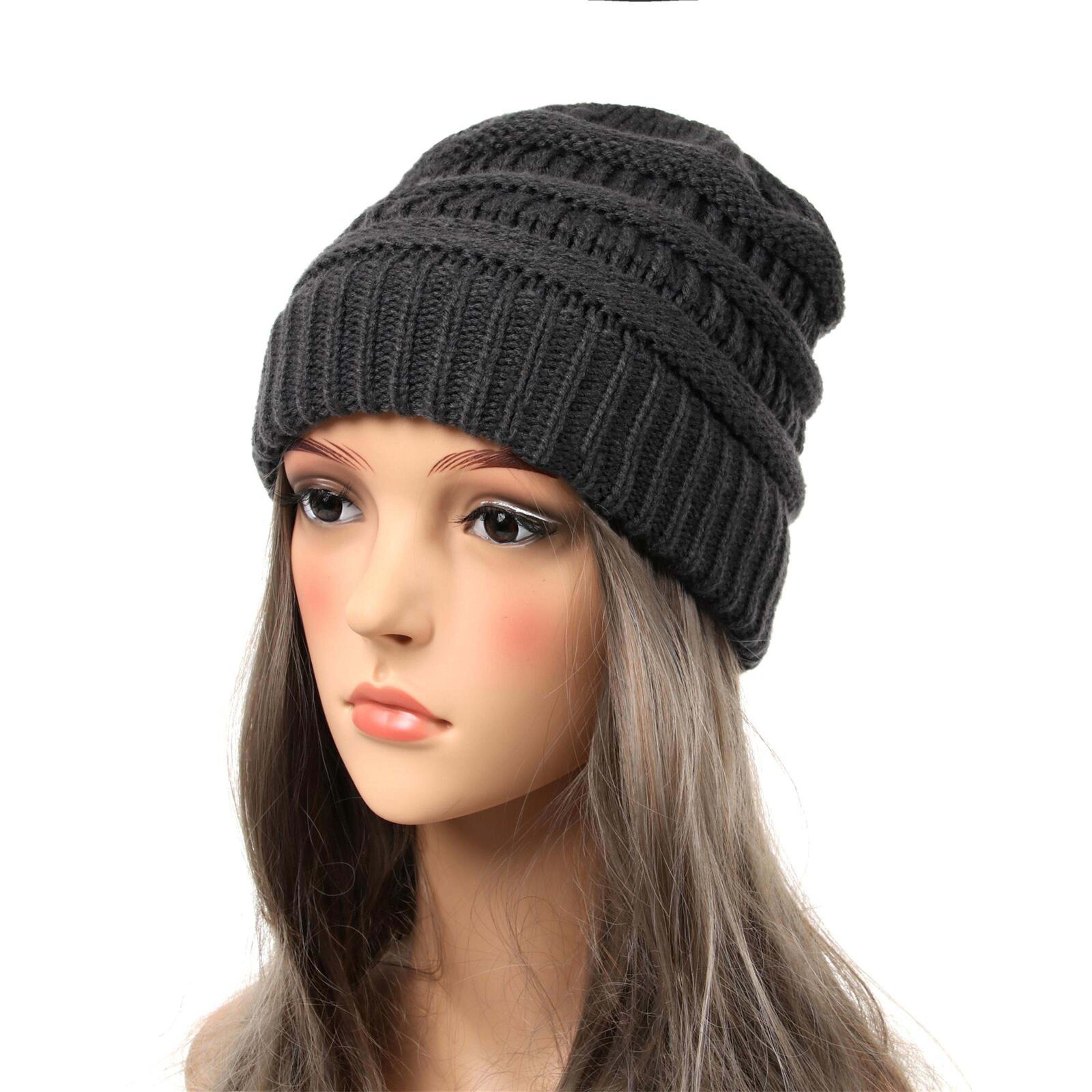 Warm Chunky Knit Beanie Hat For Women Soft Stretch Winter Cap 10