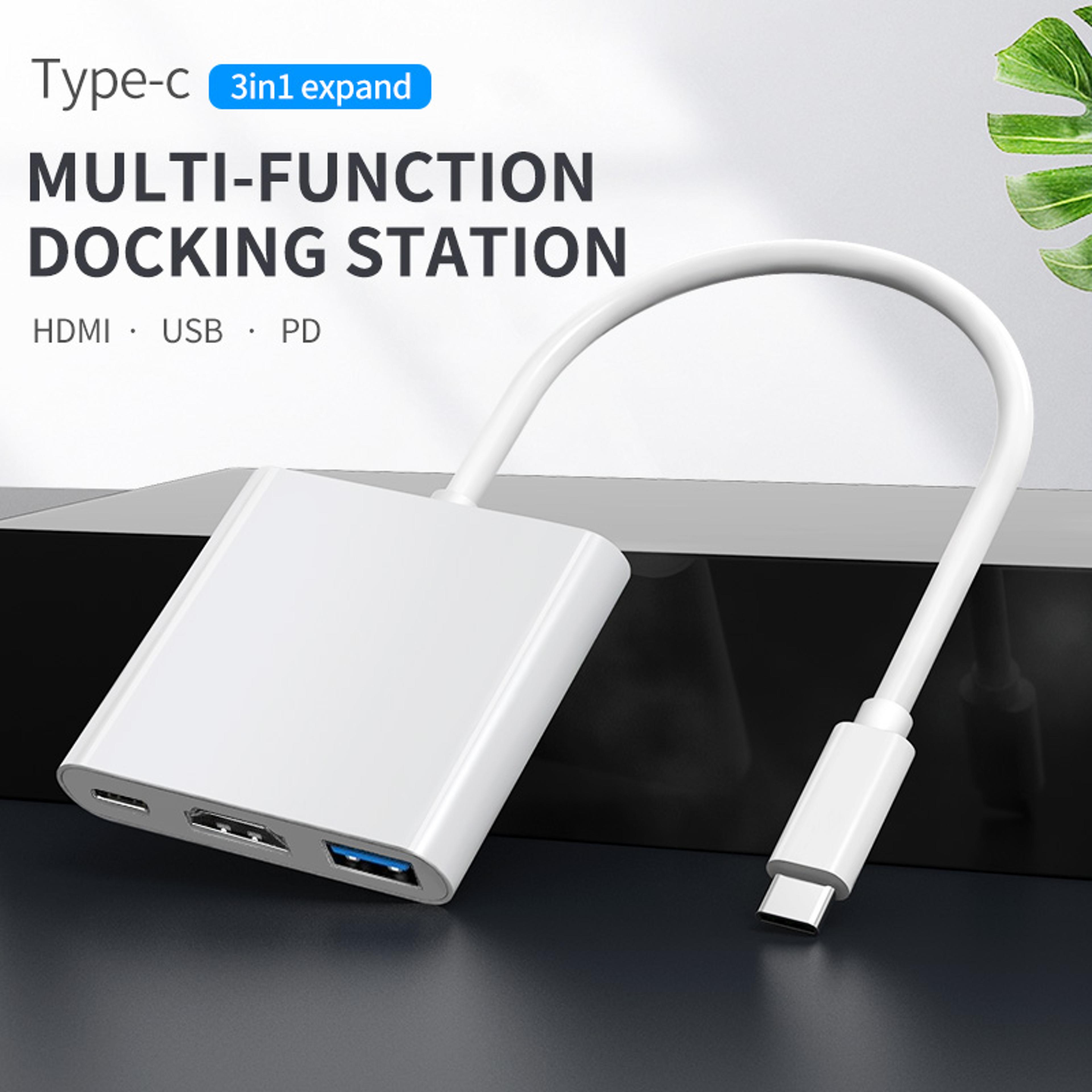3-in-1 usb c to hdmi multiport adapter, thunderbolt 3 hub with 4k output, usb 3.0 & 100w pd fast charging