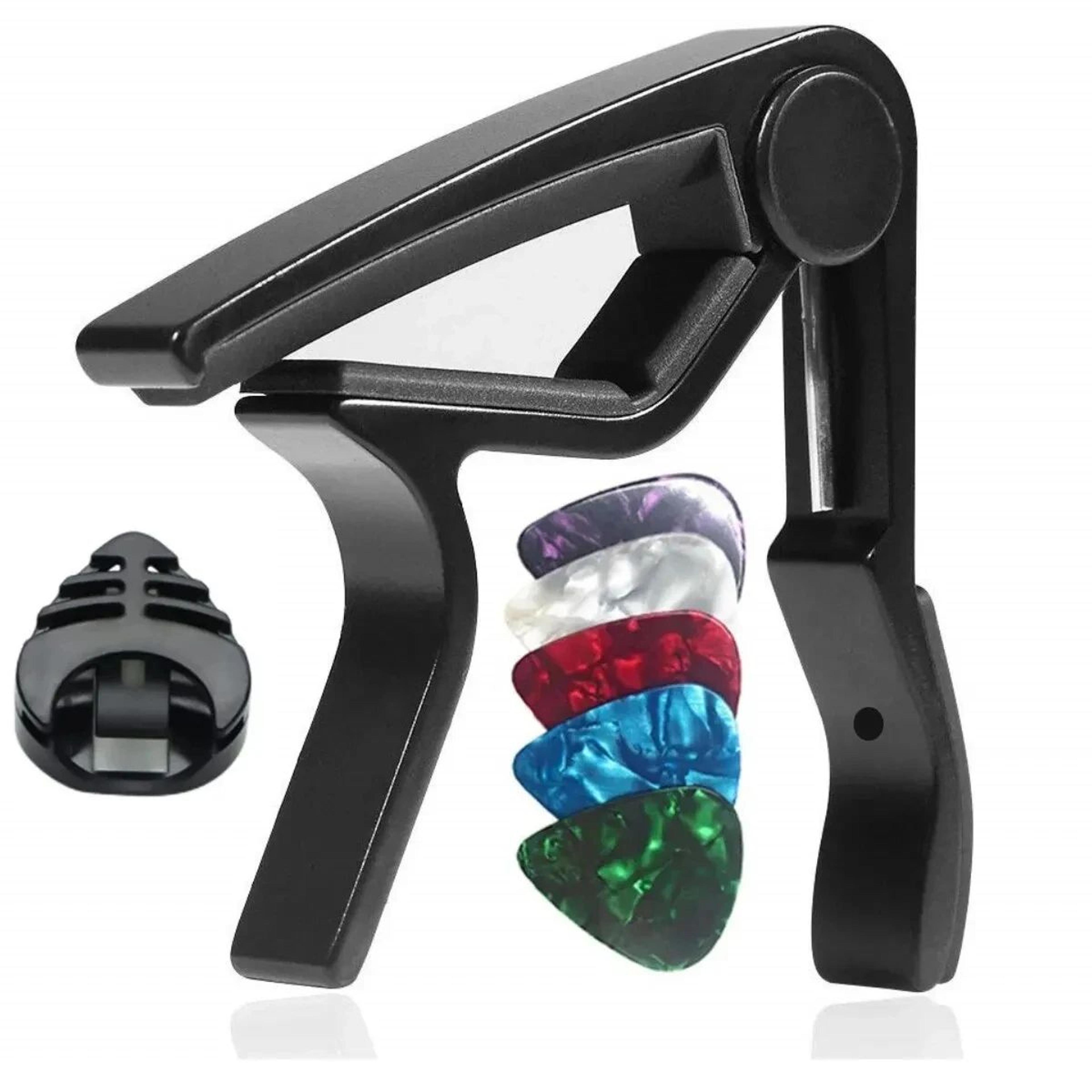 7pcs Guitar Capo Set For Acoustic  Electric Guitars  Includes 5 Free Picks  1 Holder  Available In  4