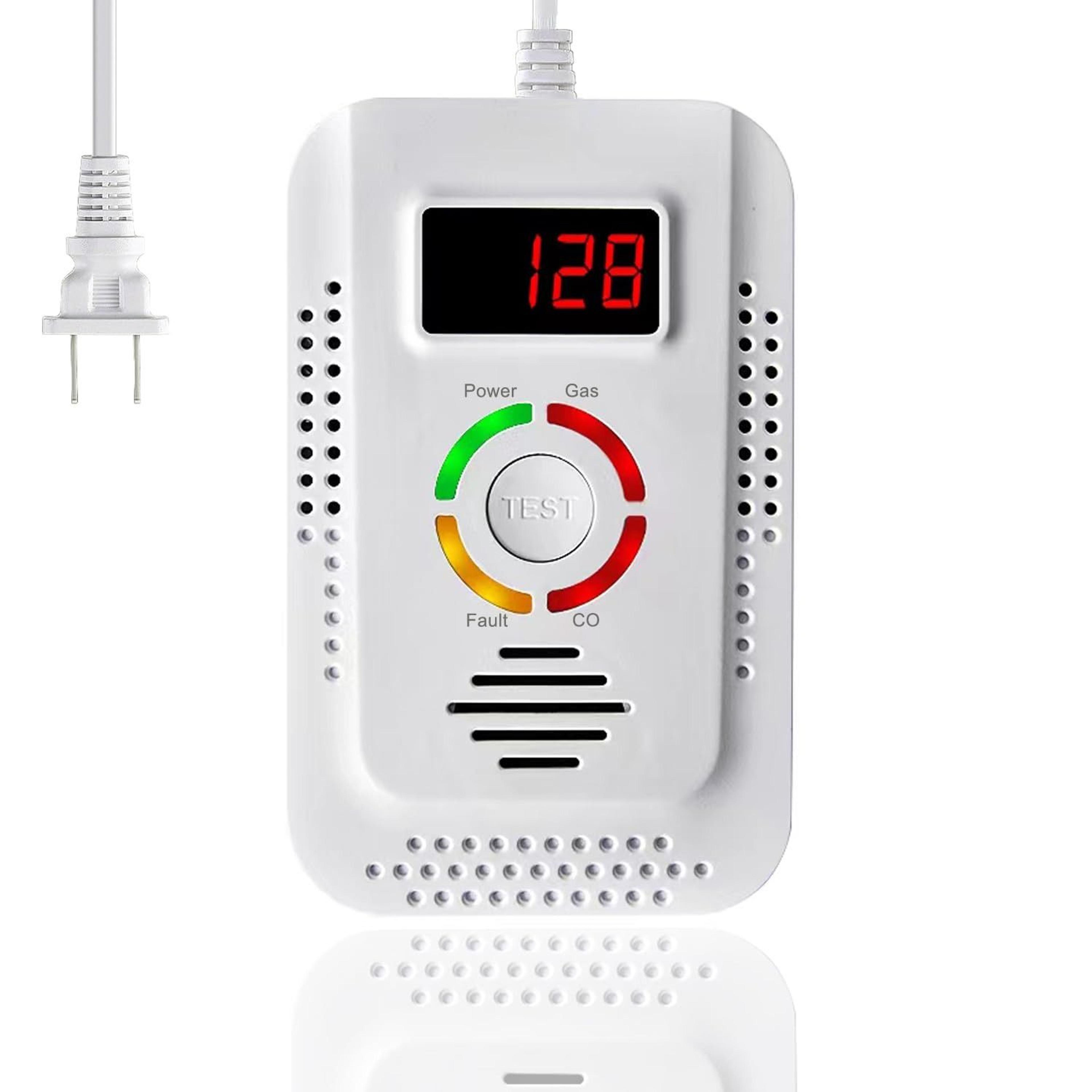 natural gas & carbon monoxide detector, plug-in combustible gas leak monitor for home & kitchen safety