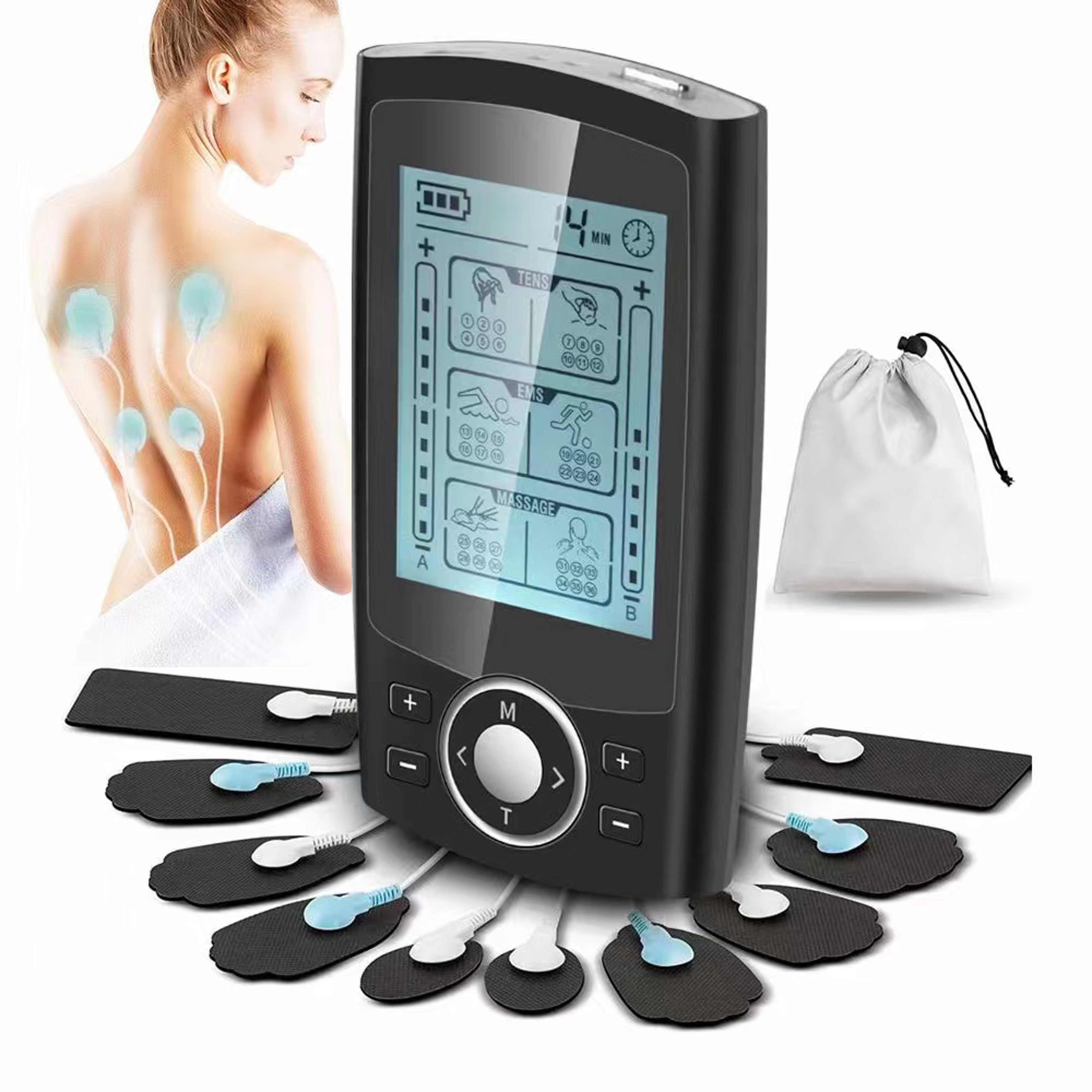 tens massage & ems muscle stimulator, 36-mode electric body massager for pain relief & slimming therapy