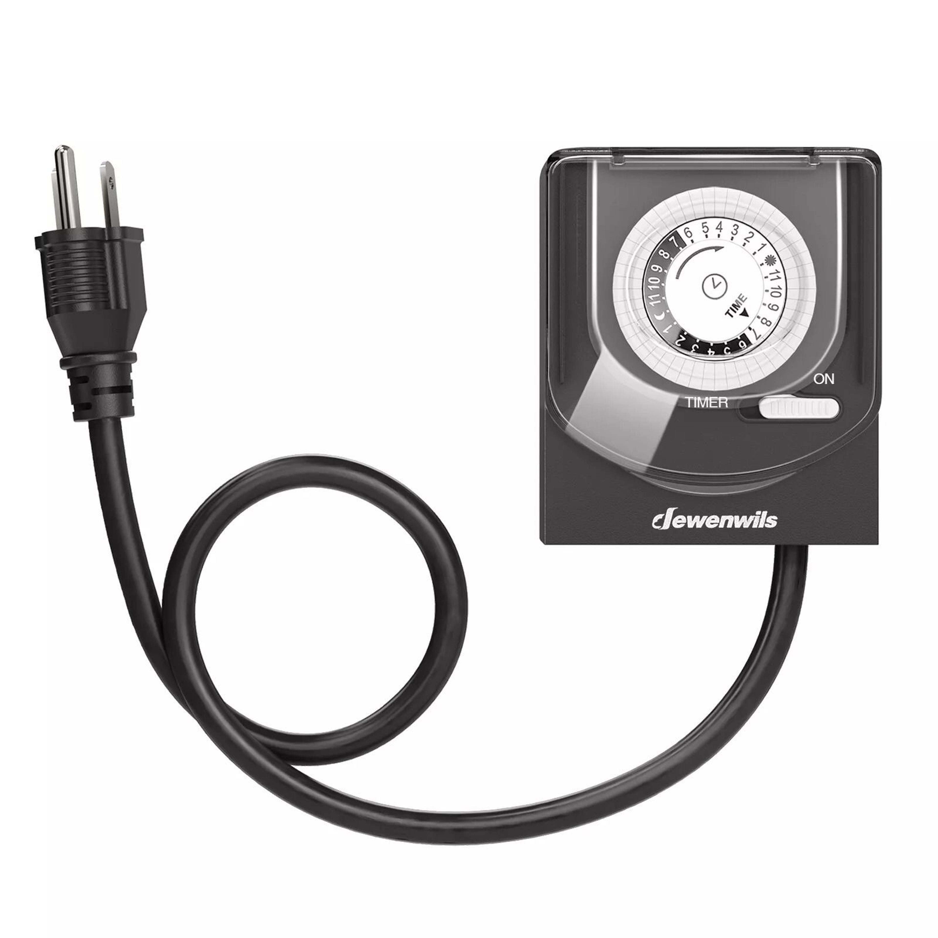 waterproof outdoor light timer, 2 ft cord outlet timer for gardens