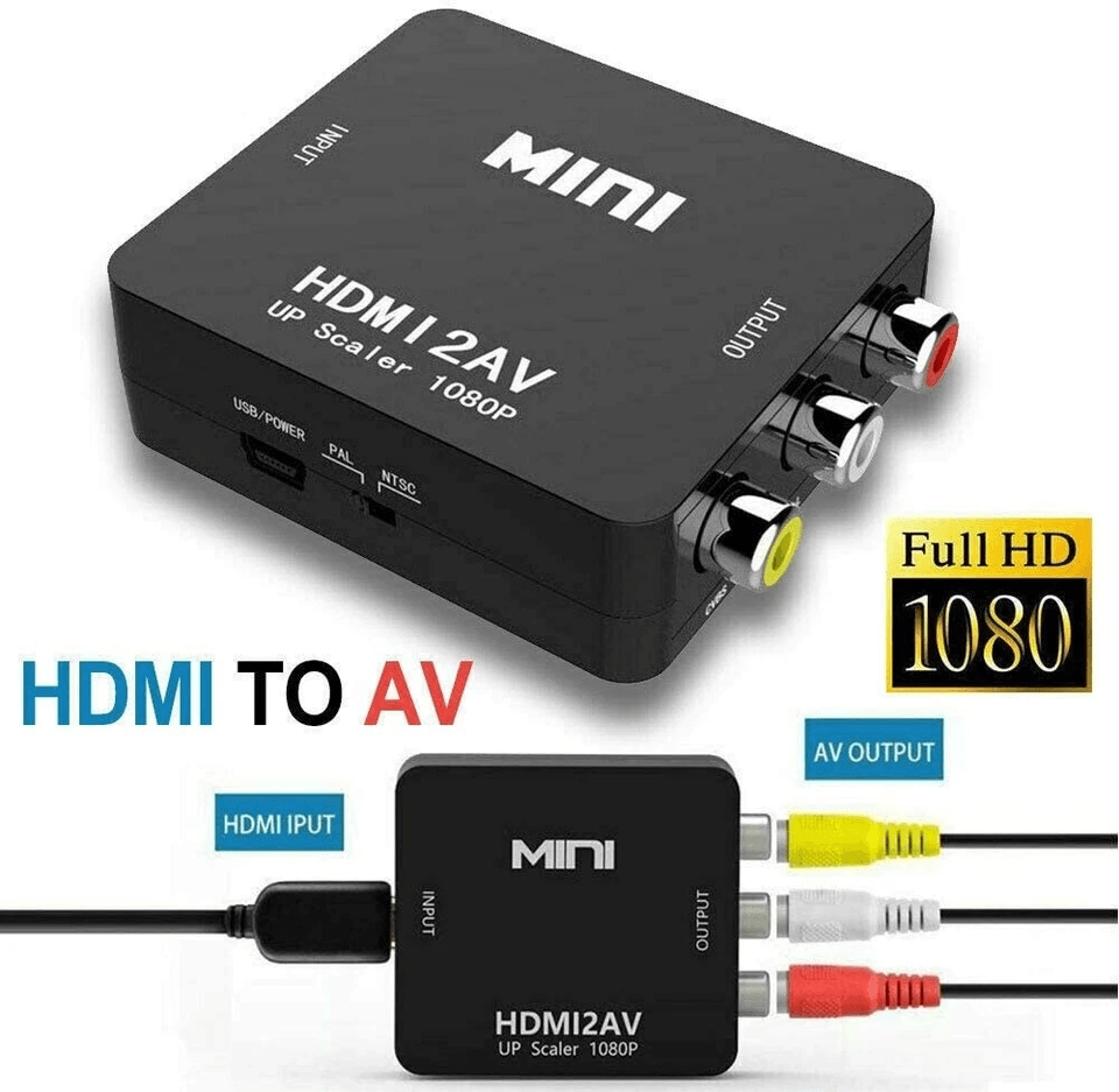 hdmi to rca av adapter converter cable, cvbs composite hd video audio
