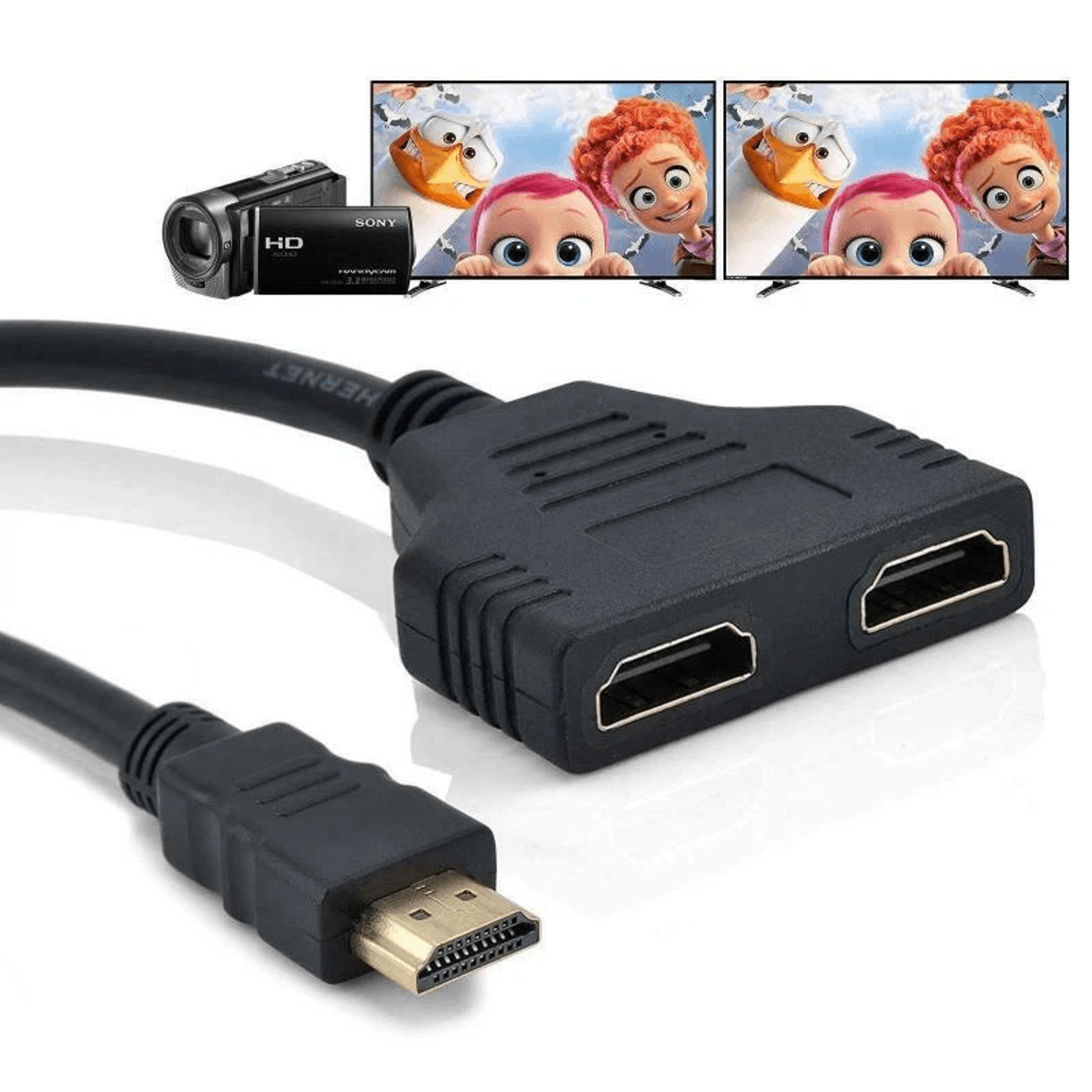 hdmi port male to female 1 input 2 output splitter cable adapter for hdtv ps3 xbox dvd blu-ray monitor