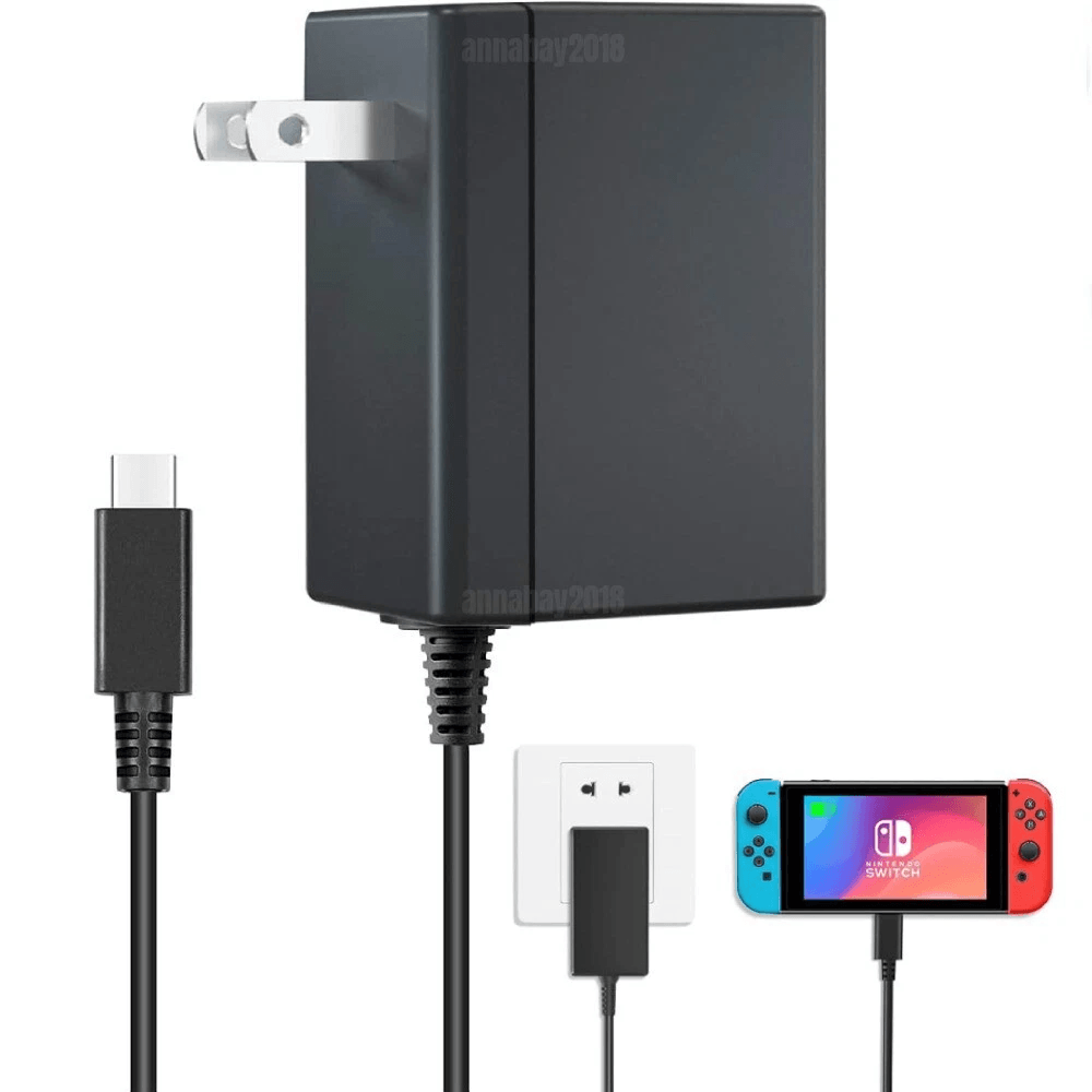 nintendo switch ac power supply adapter, home wall & travel charger