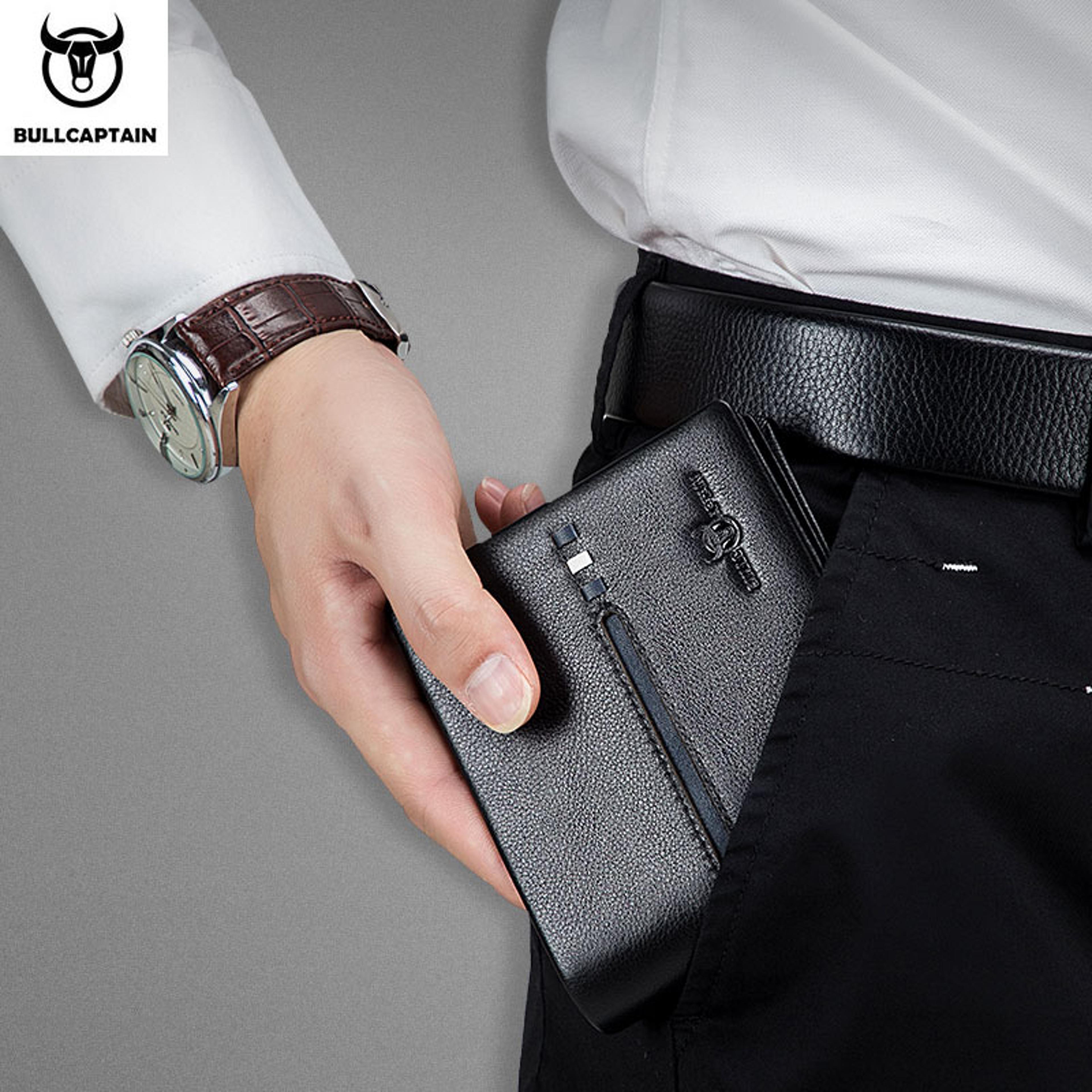 Leather Wallet Men RFID Secure Multi Function Business Purse Designer Card Holder Slim Genuine Leat 2