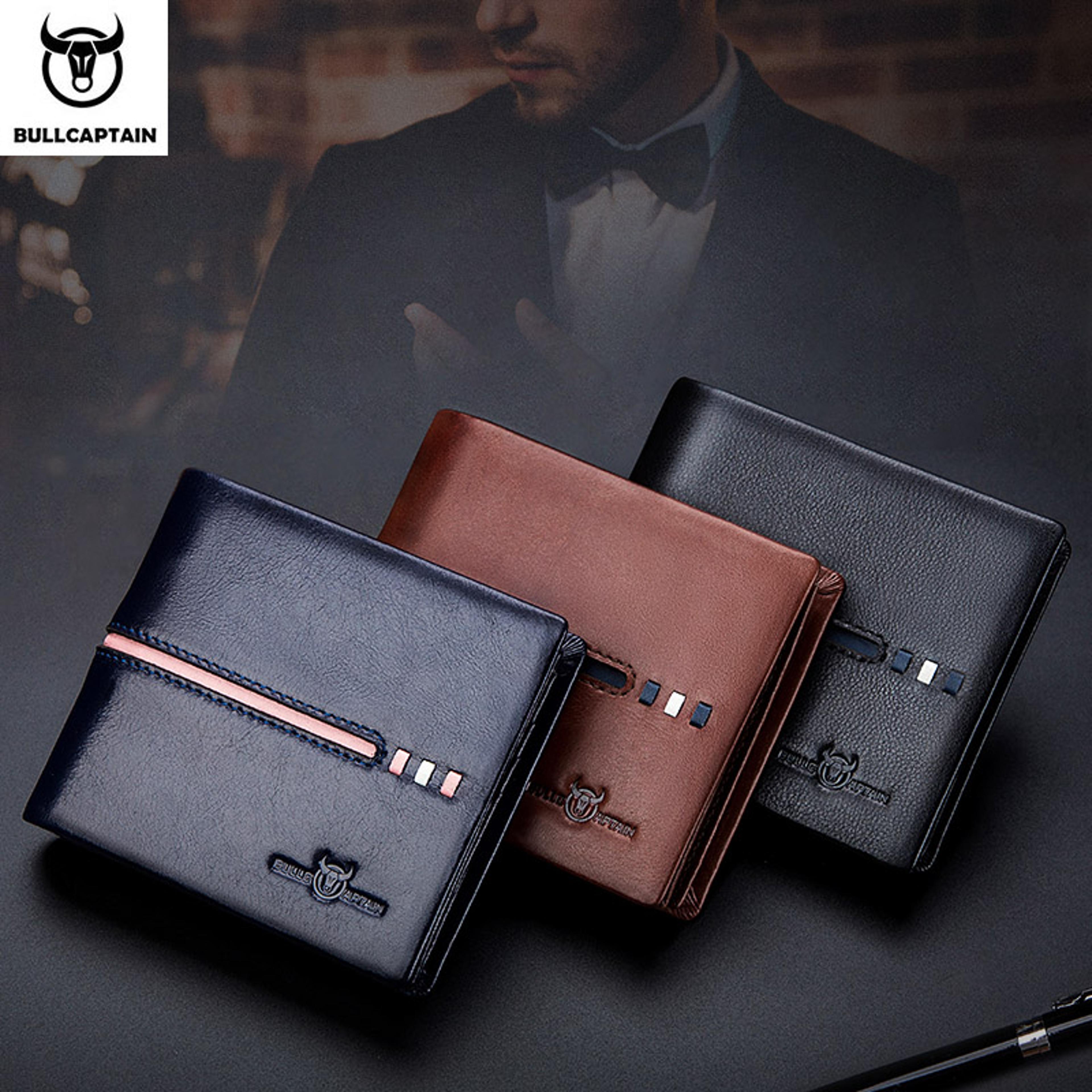 Leather Wallet Men RFID Secure Multi Function Business Purse Designer Card Holder Slim Genuine Leat 3