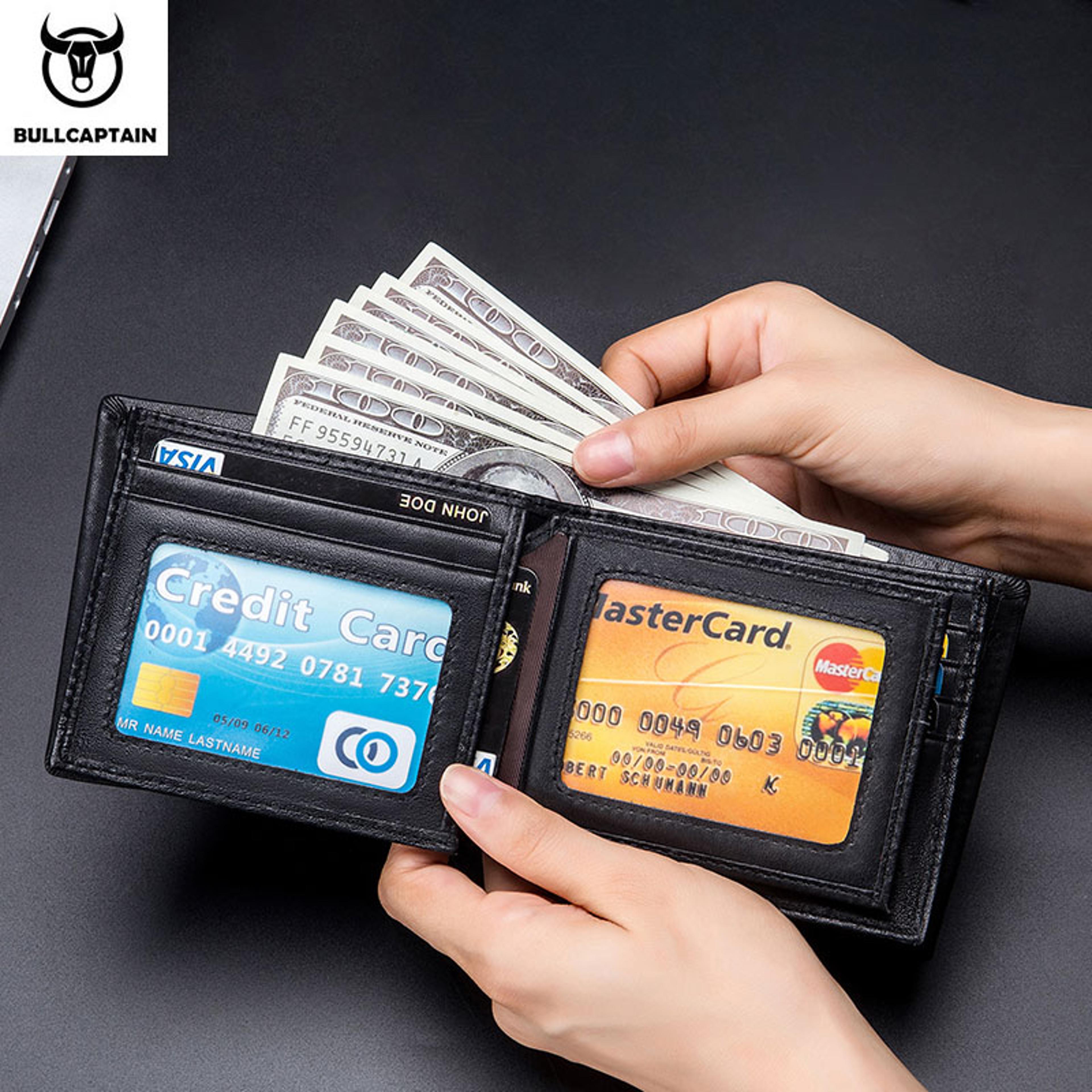 Leather Wallet Men RFID Secure Multi Function Business Purse Designer Card Holder Slim Genuine Leat 5