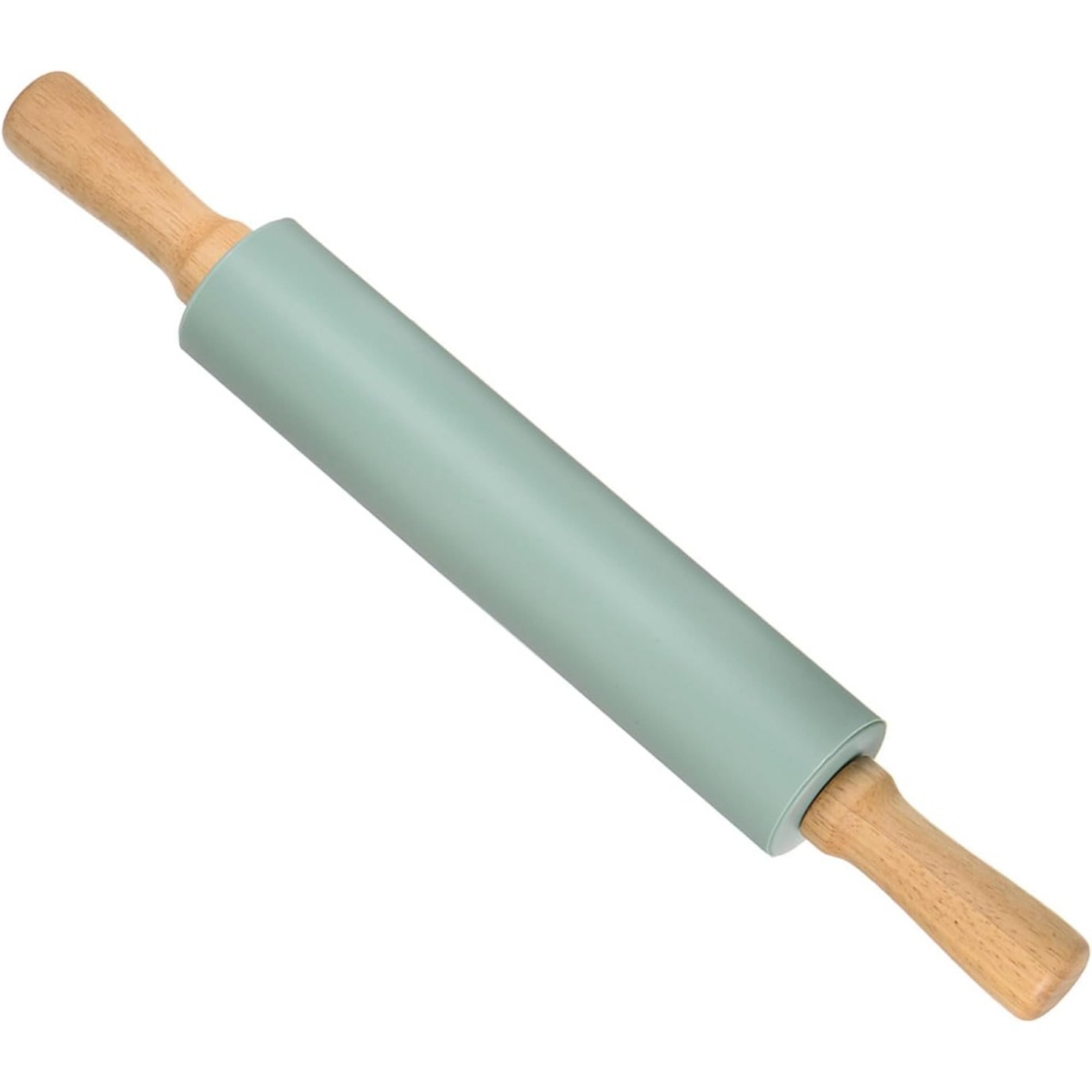 non stick silicone rolling pin with wooden handles for baking dough and pastry