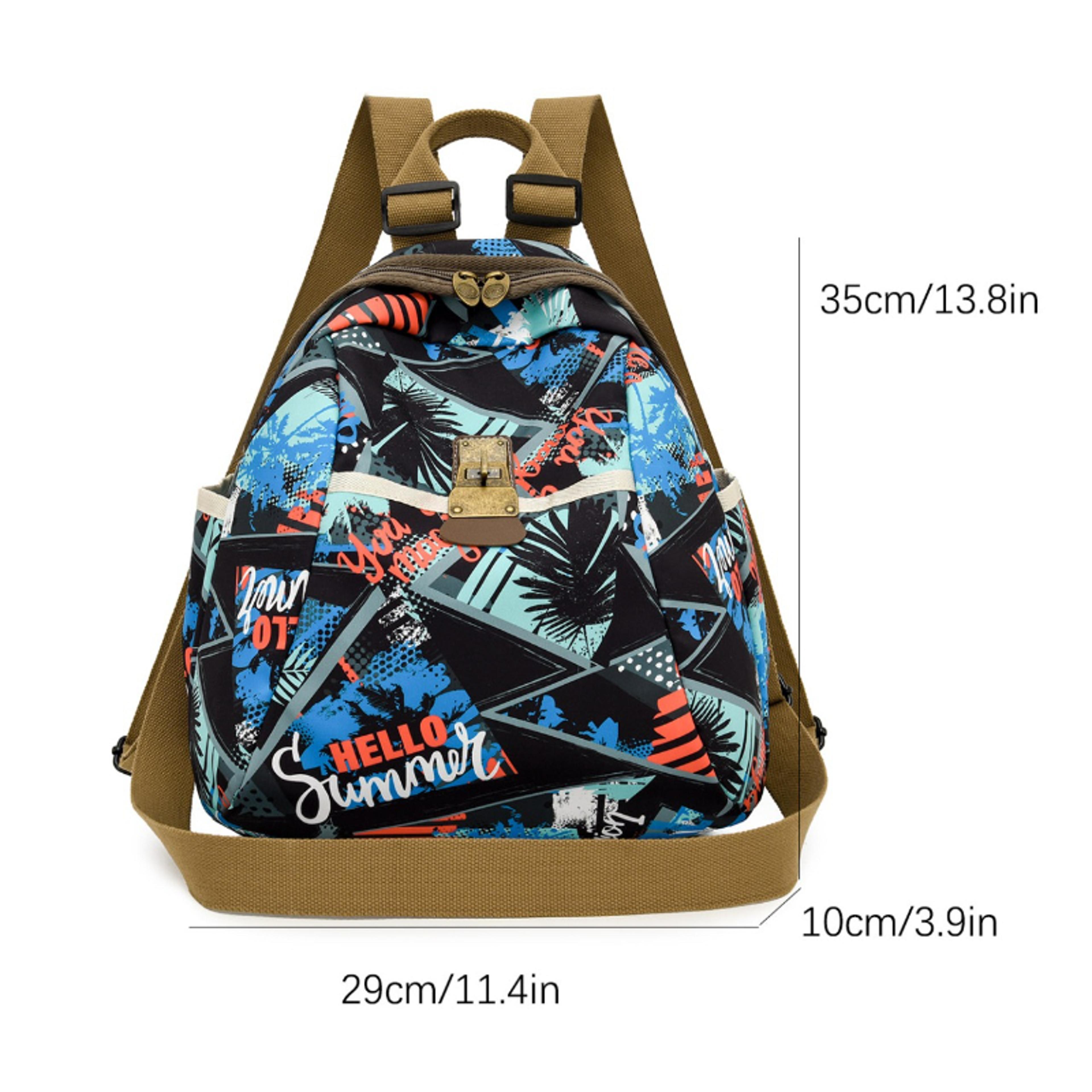 Vintage Pinecone Nylon Daypack For Women Brown Travel School Backpack 1