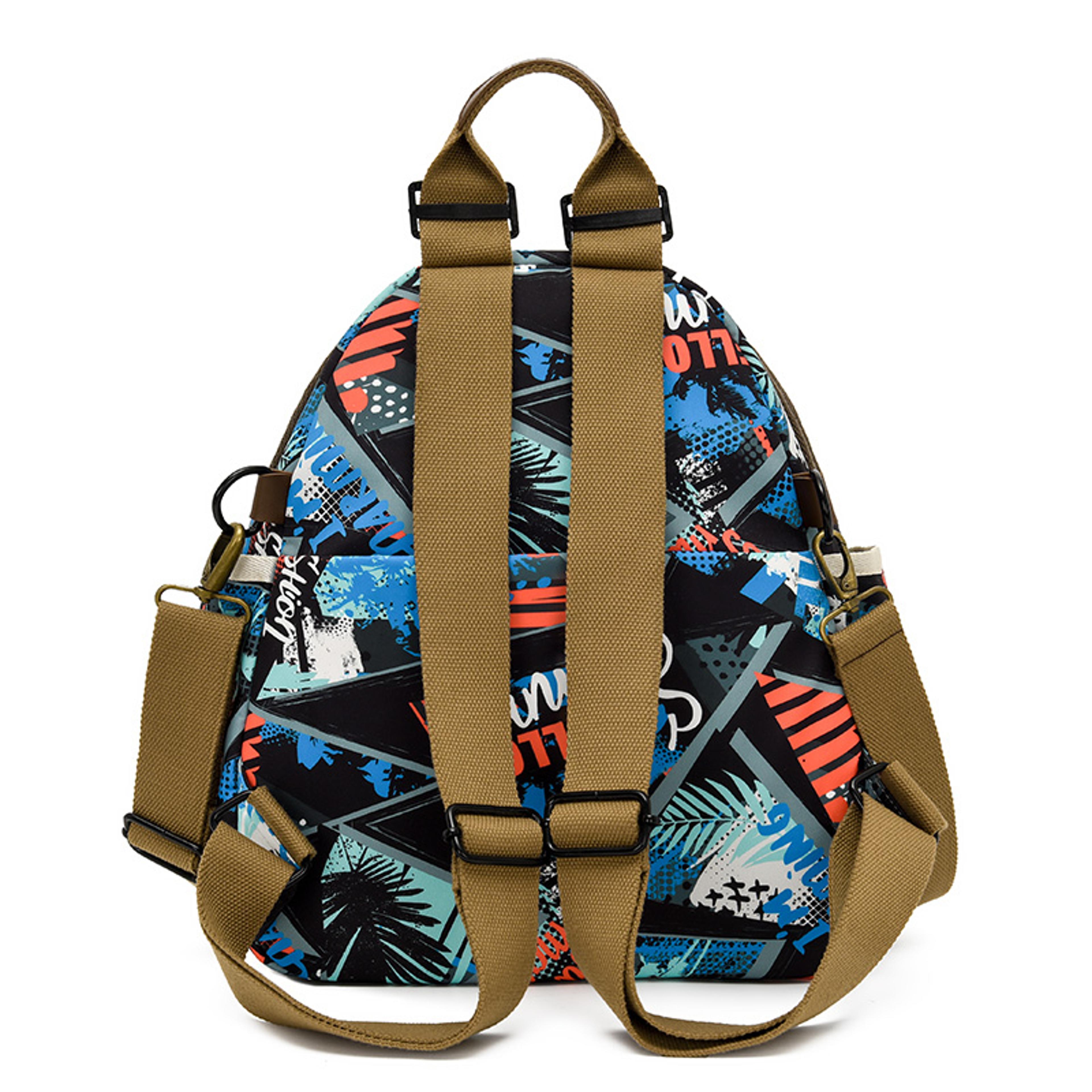 Vintage Pinecone Nylon Daypack For Women Brown Travel School Backpack 2