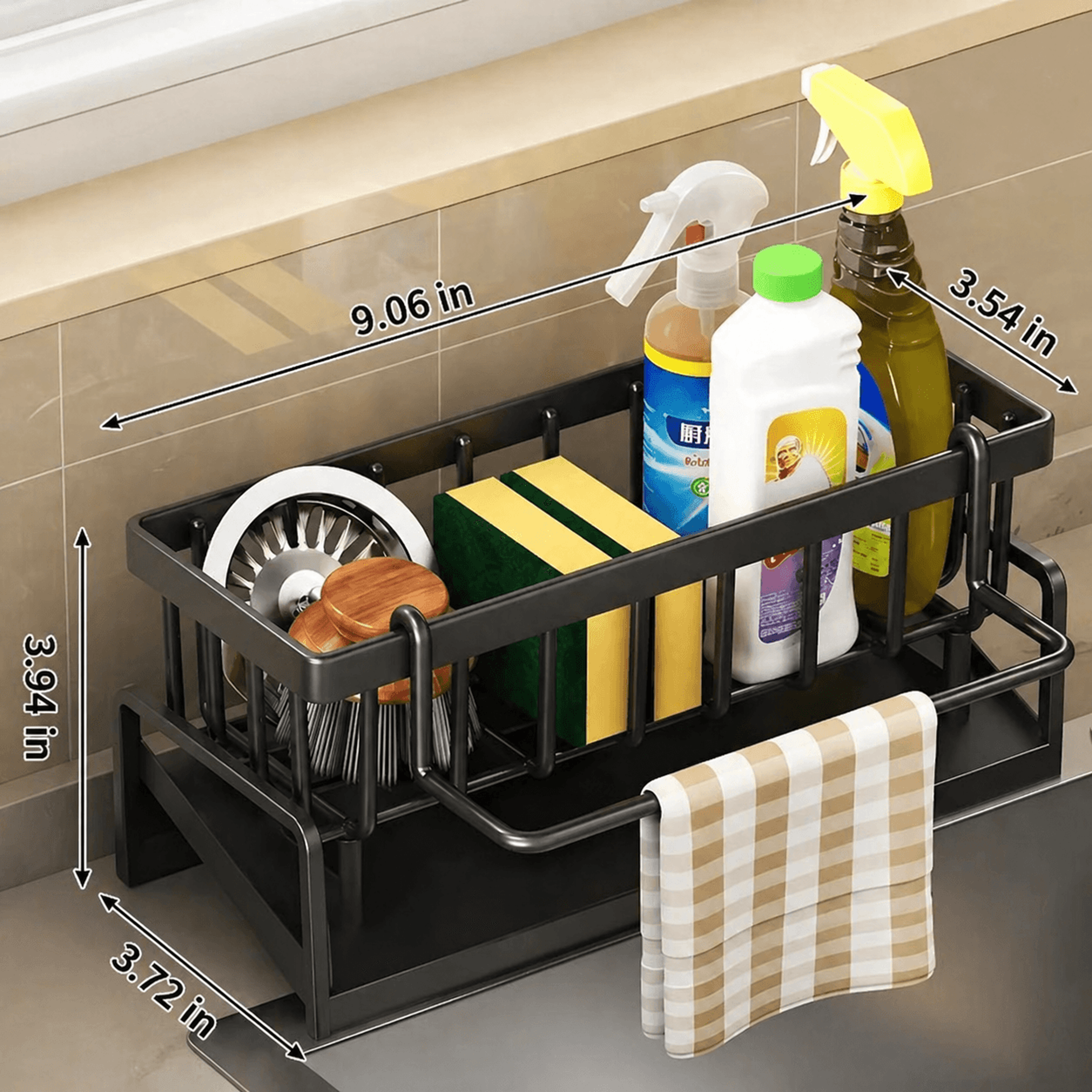 Tap Mounted Kitchen Sink Organizer Spice Shelf With Drainage Rack 4