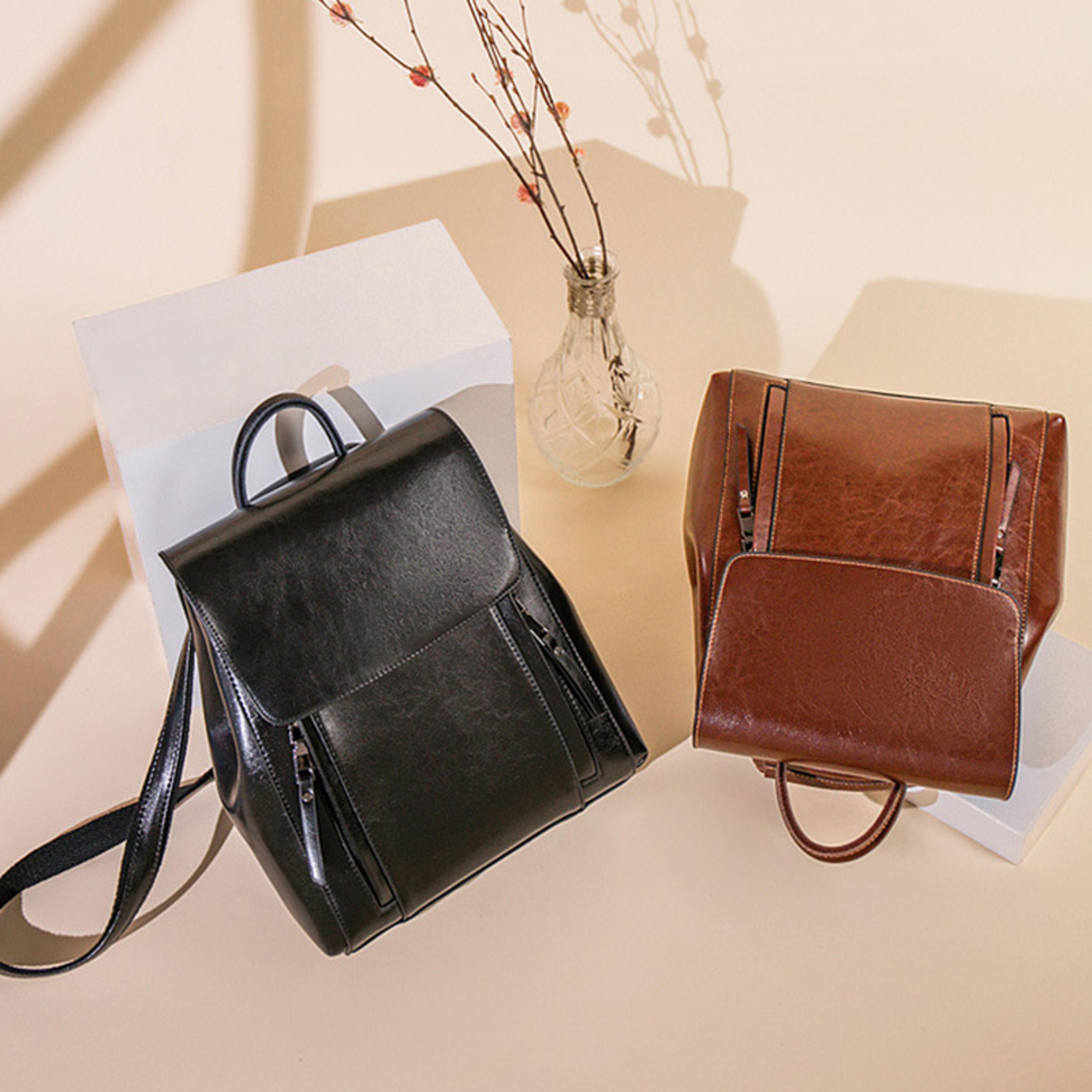 Genuine Leather Womens Backpack Crossbody Shoulder Bag Laptop Rucksack For School  Travel 1
