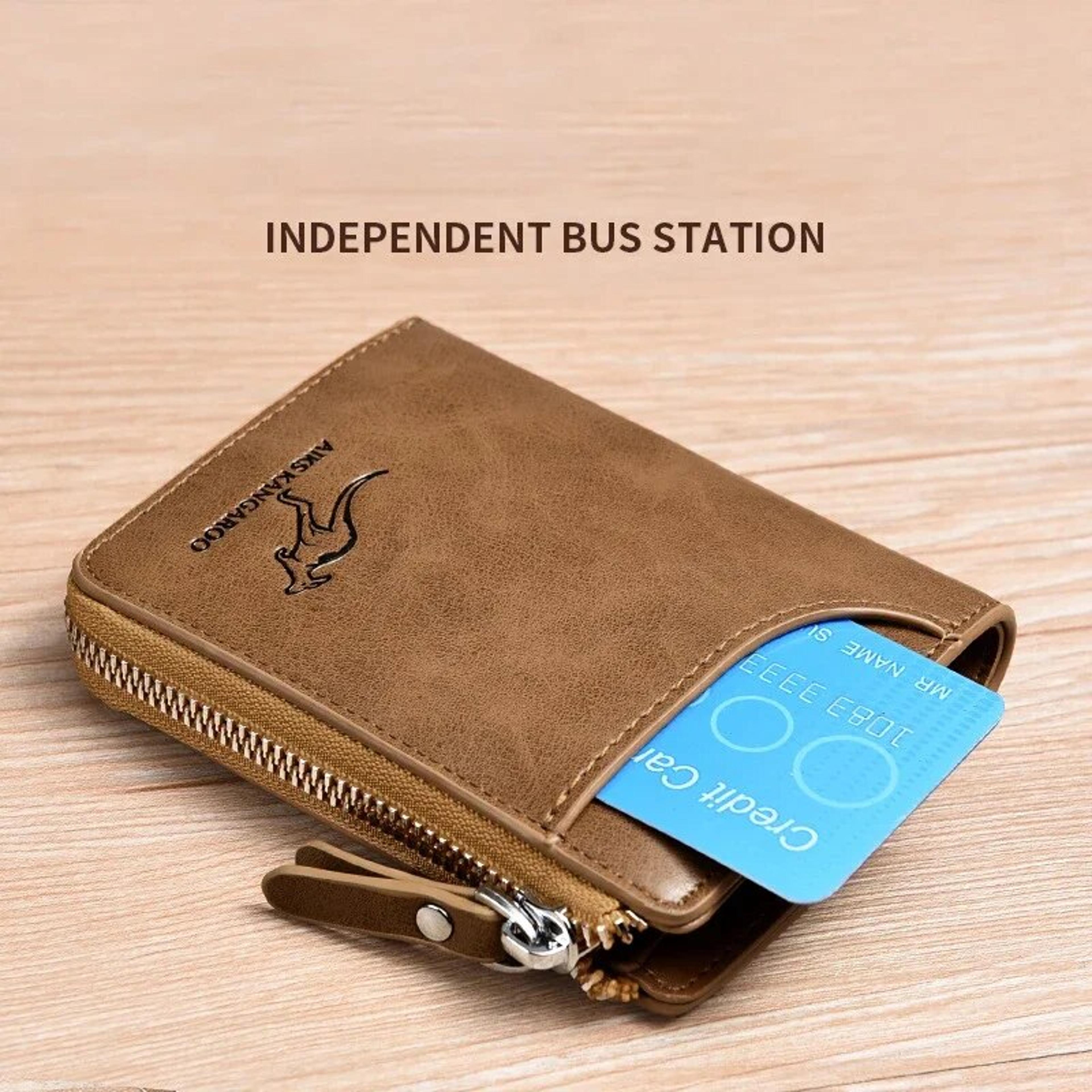Luxury Mens Wallet With RFID Protection Leather Business Card Holder Zipper Purse For Men 1