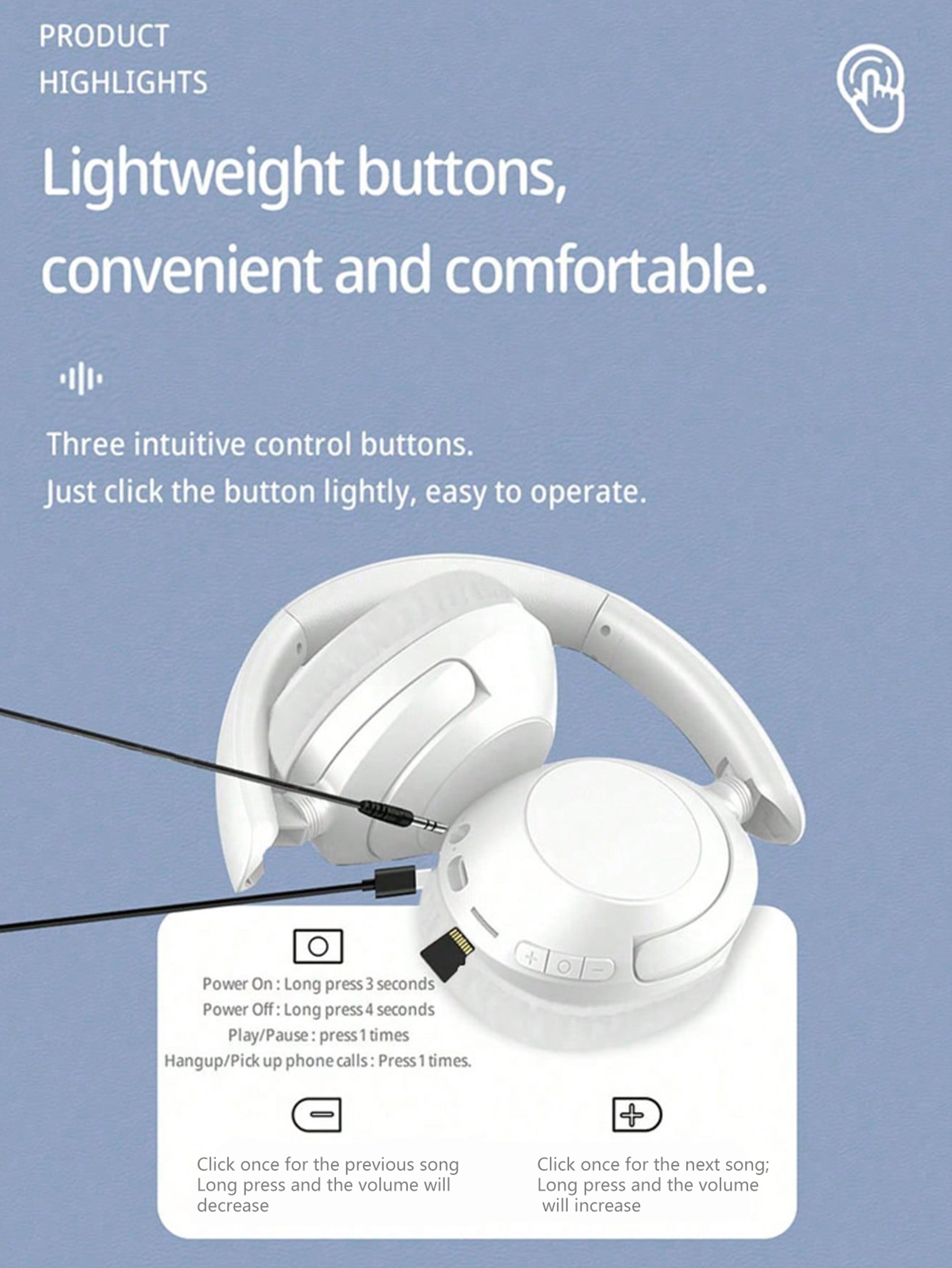 Foldable Wireless Bluetooth OverEar Headphones Low Latency Gaming  Sports Headset With Extended Bat 4