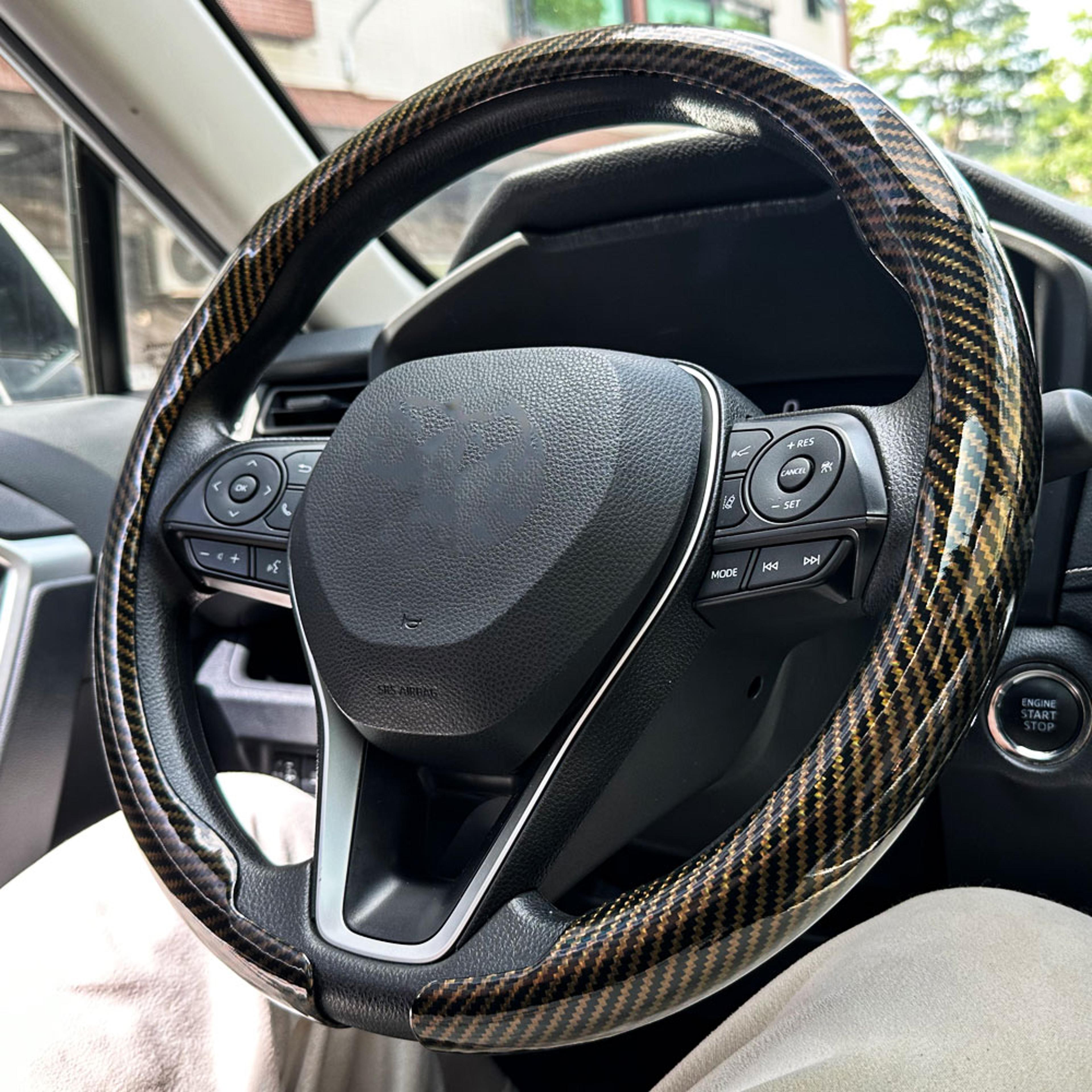 Luxury Carbon Fiber Car Steering Wheel Cover Non Slip Universal Fit 7