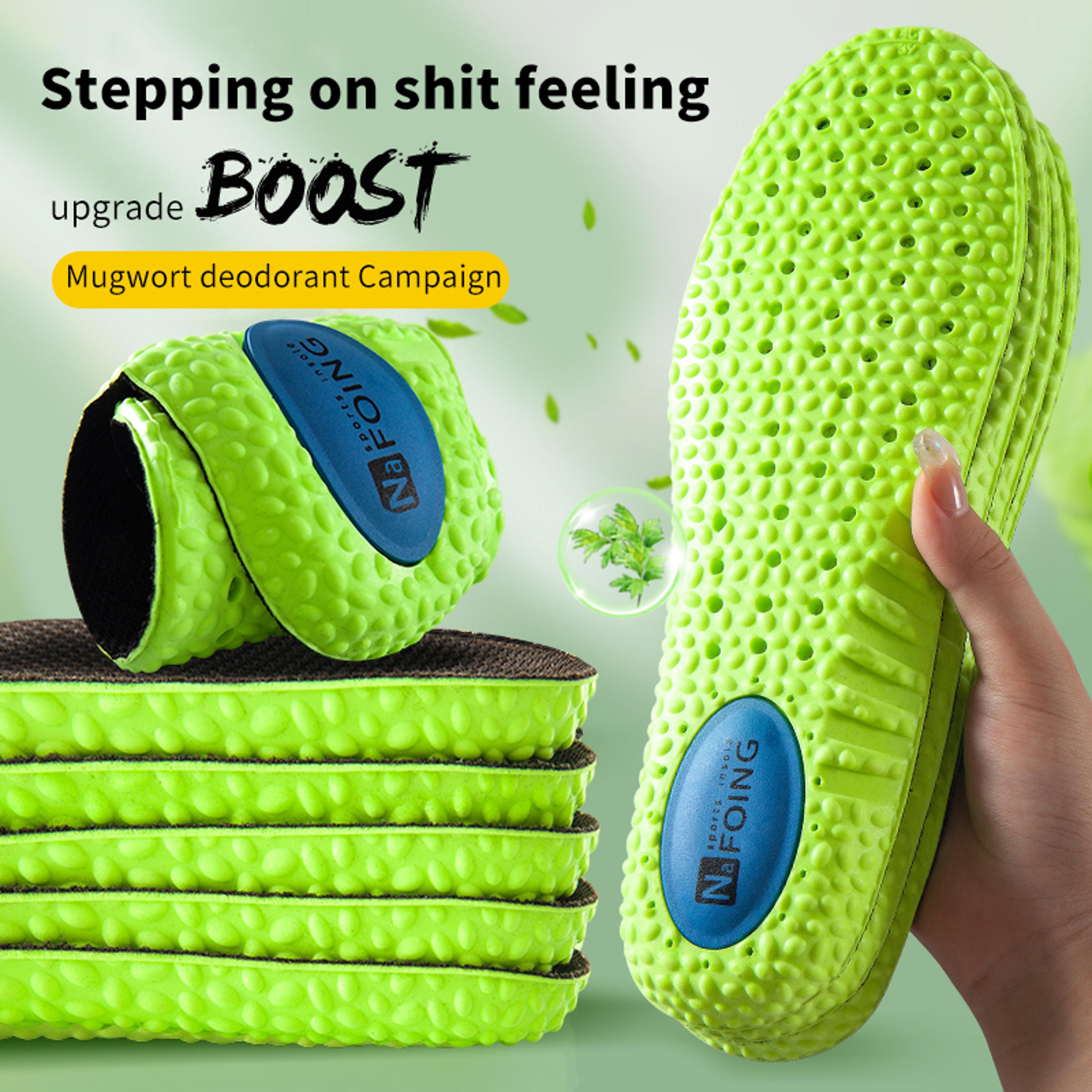 green pu memory foam sports shock absorption insole with breathable orthopedic arch support shoes pad for men and women