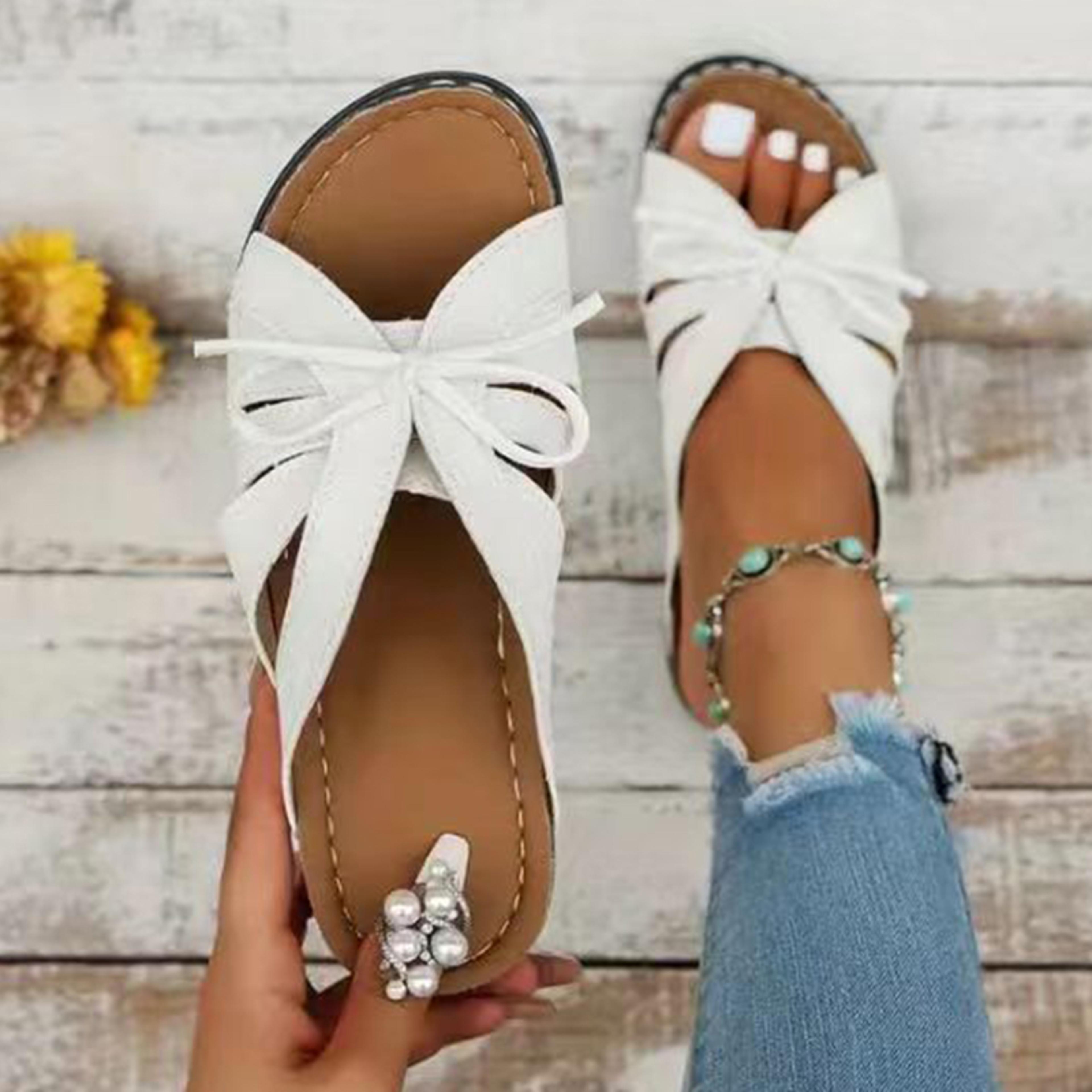 stylish summer sandals shoes for women, open toe non-slip wedge footwear, lightweight & comfortable female sandal