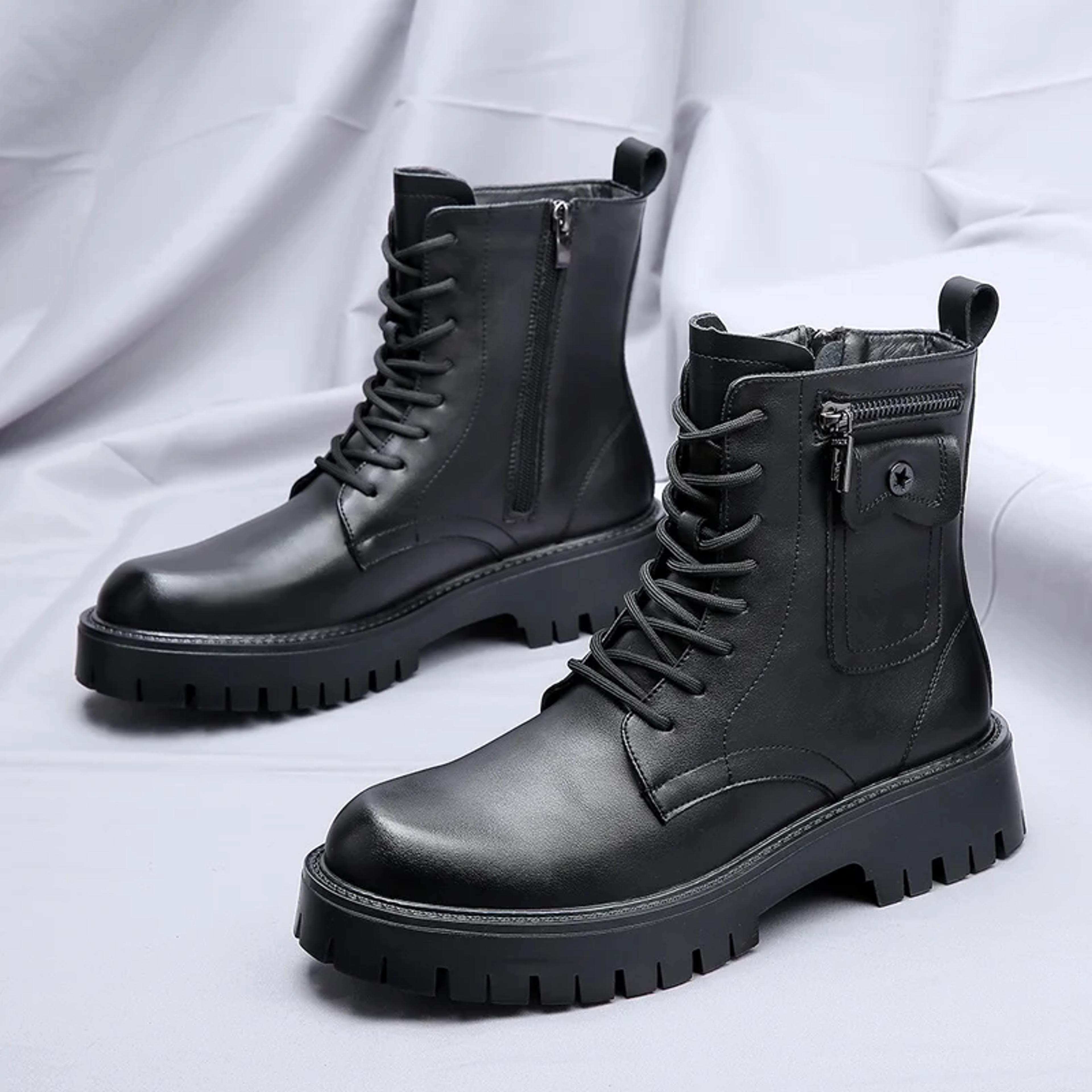 High Quality Mens Chelsea Boots Luxury Leather English Style Thick Sole Famous Brand Casual Shoes 7