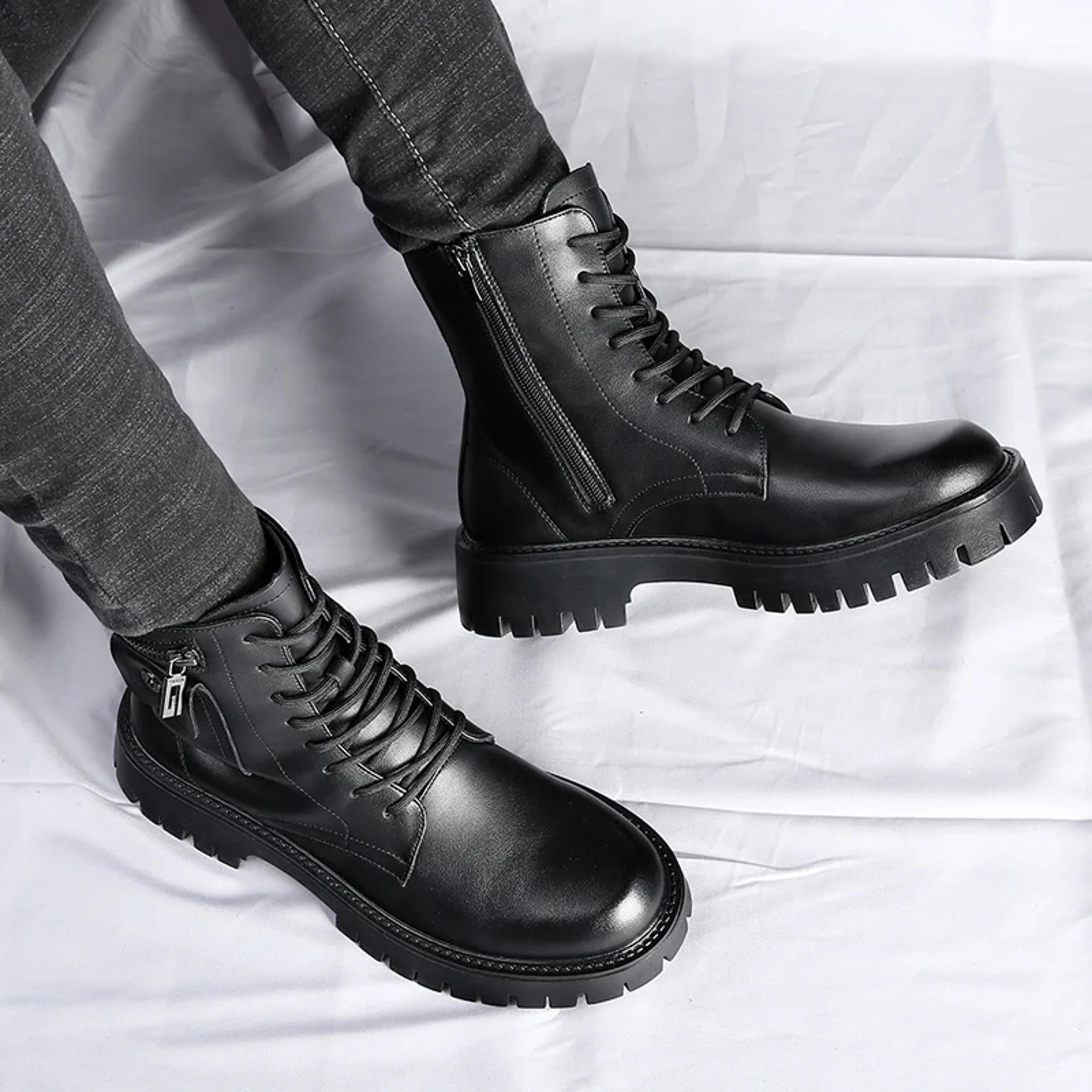 High Quality Mens Chelsea Boots Luxury Leather English Style Thick Sole Famous Brand Casual Shoes 3