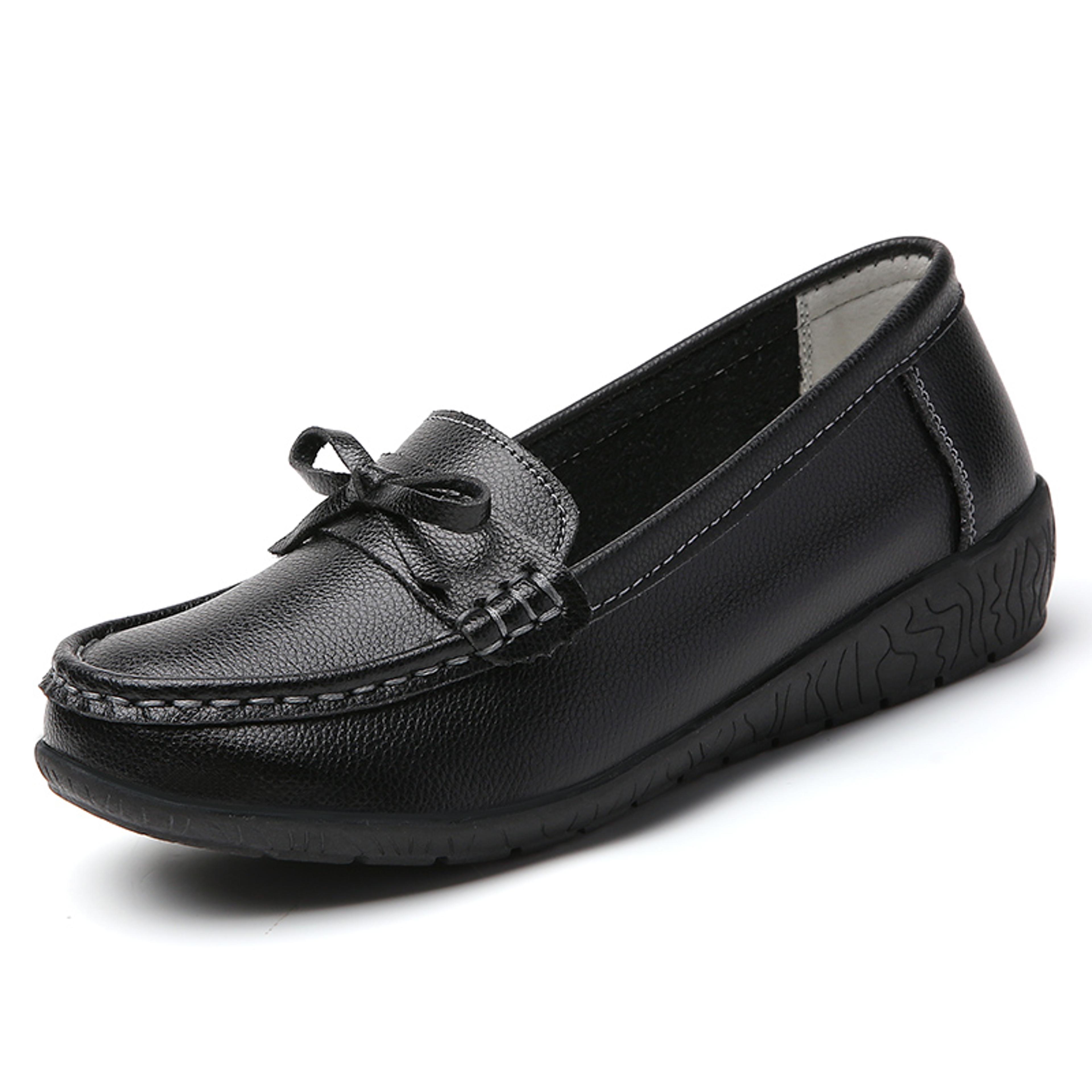 Genuine Leather Wedge Flats Fashion Slip On Nurse Shoes Comfortable Womens Moccasins 8