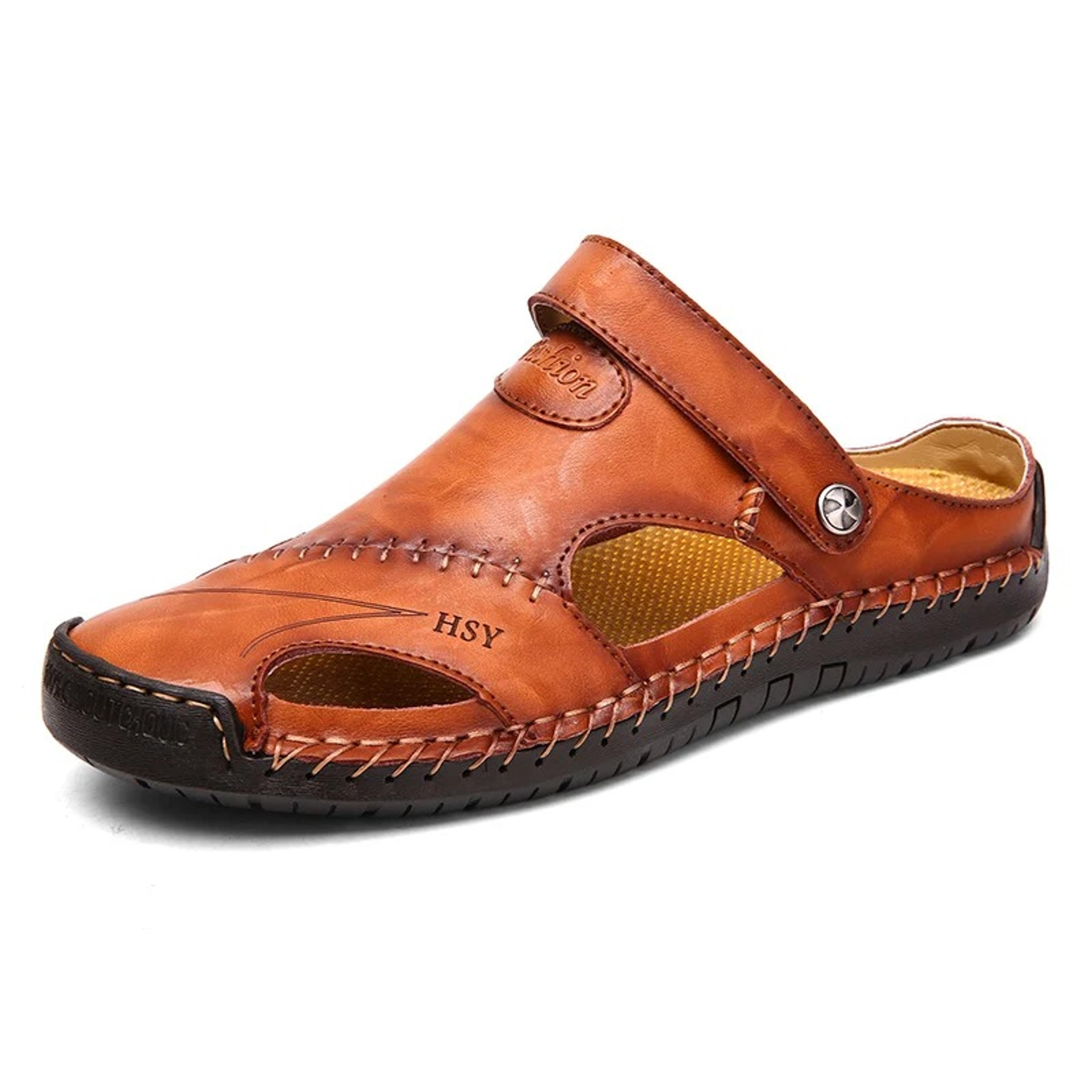 Men Summer Sandals Leather Classic Roman Sandals Beach Flip Flops Trekking Outdoor Water Sneakers S 7