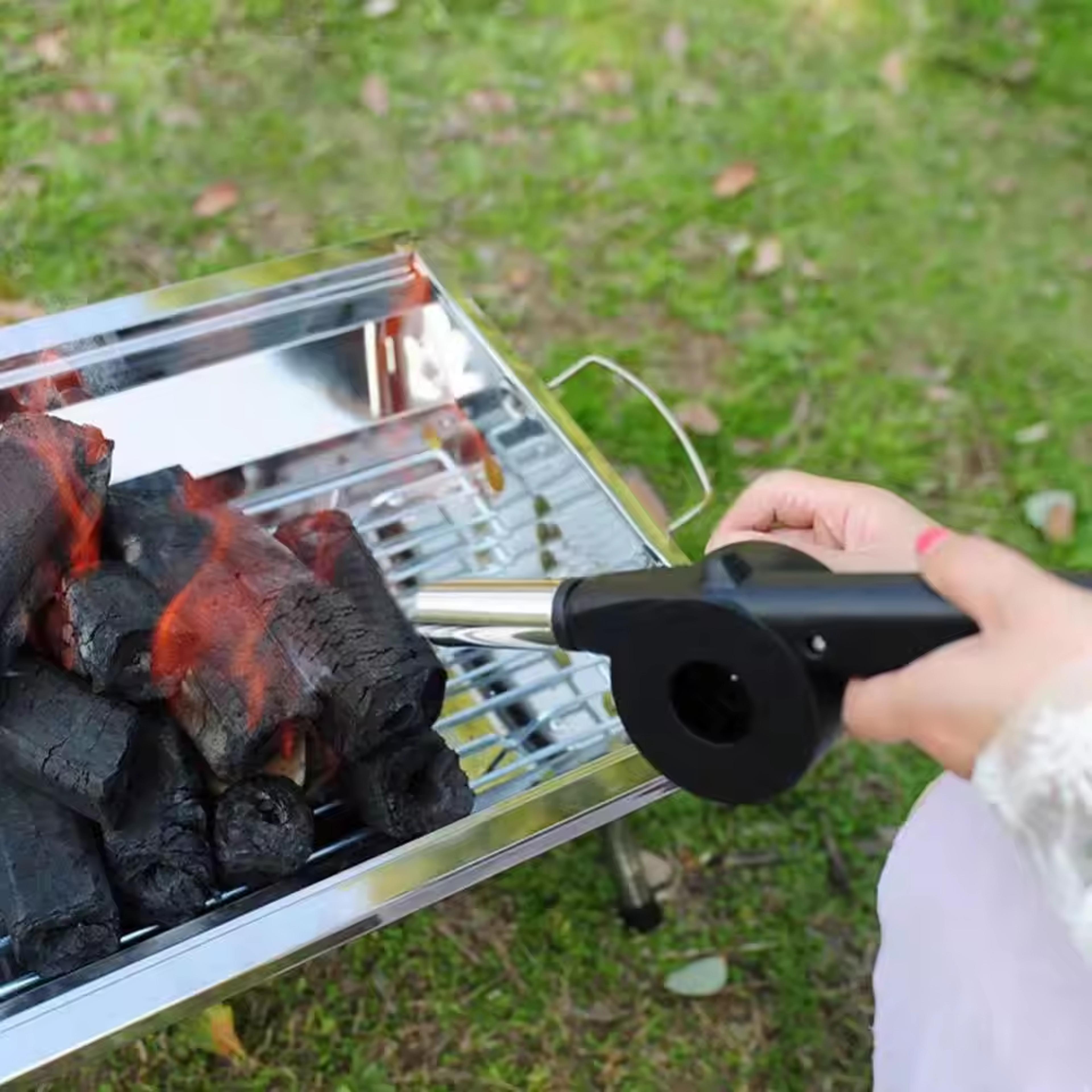 picnic camping accessorie, portable barbecue fan, hand cranked air blower bbq tool, fire bellow, outdoor bbq accessories