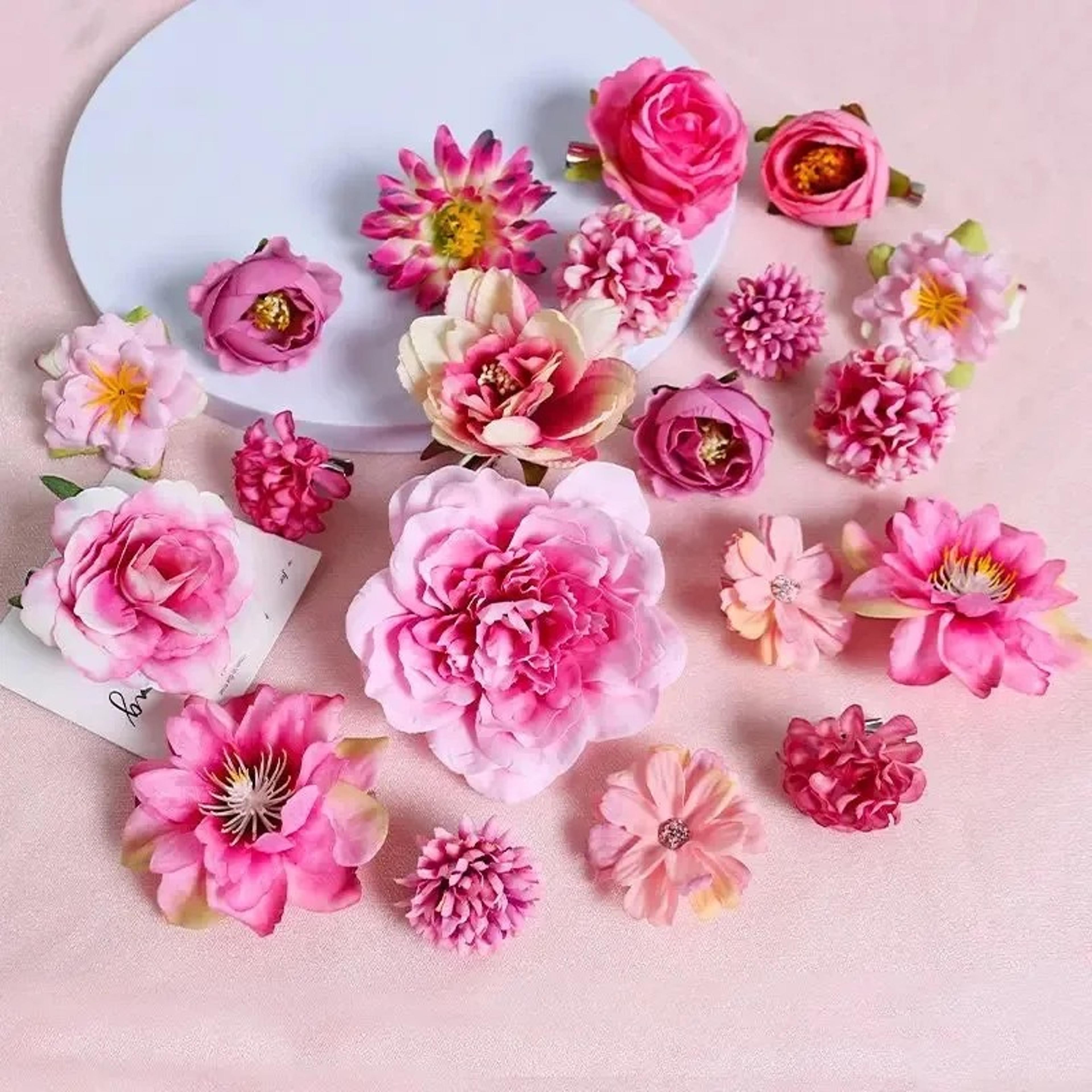 mixed artificial flowers, silk rose fake flowers for home, wedding decoration, diy craft garland bouquet accessory