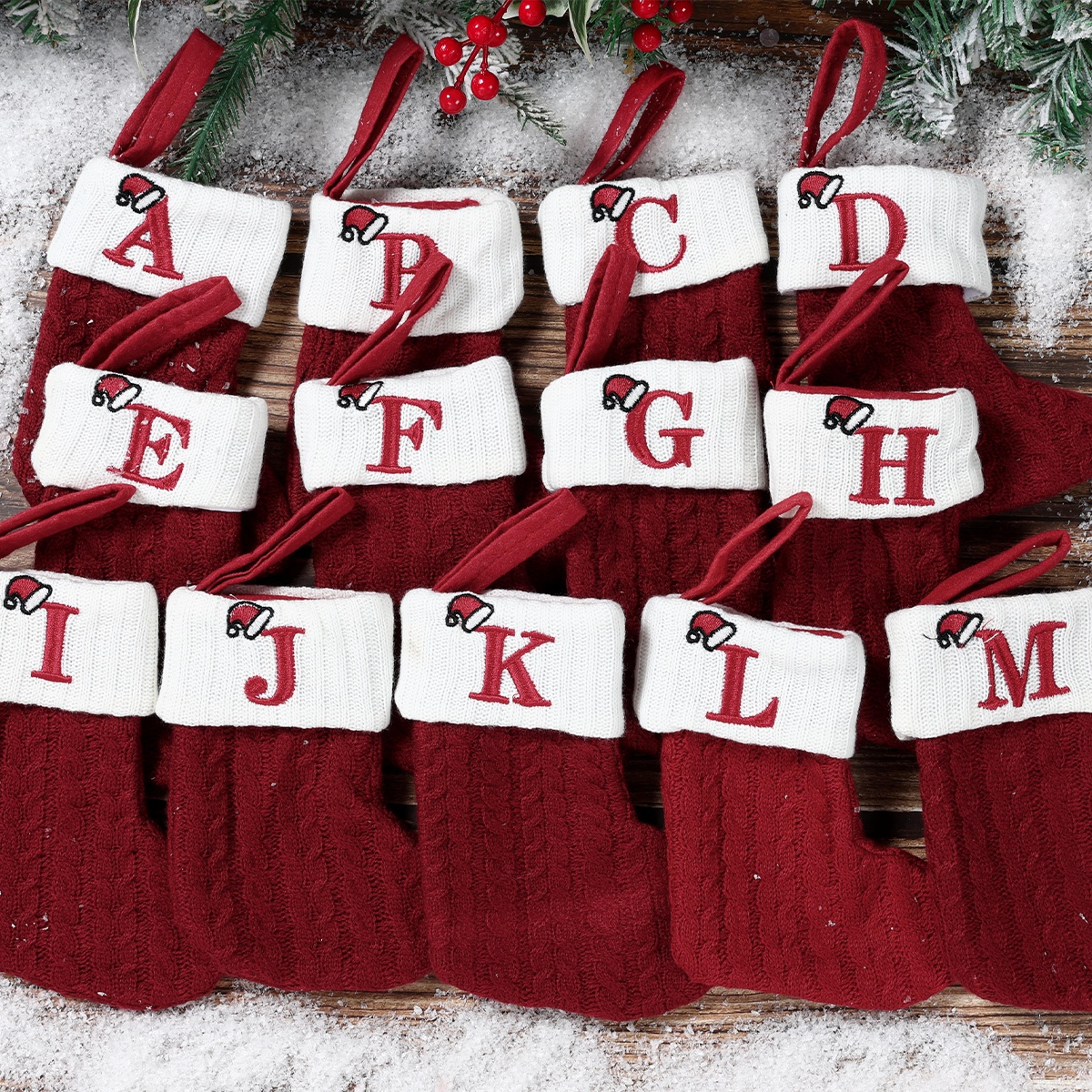 christmas alphabet knitting socks for christmas tree ornaments, decorations for home noel new year xmas gift