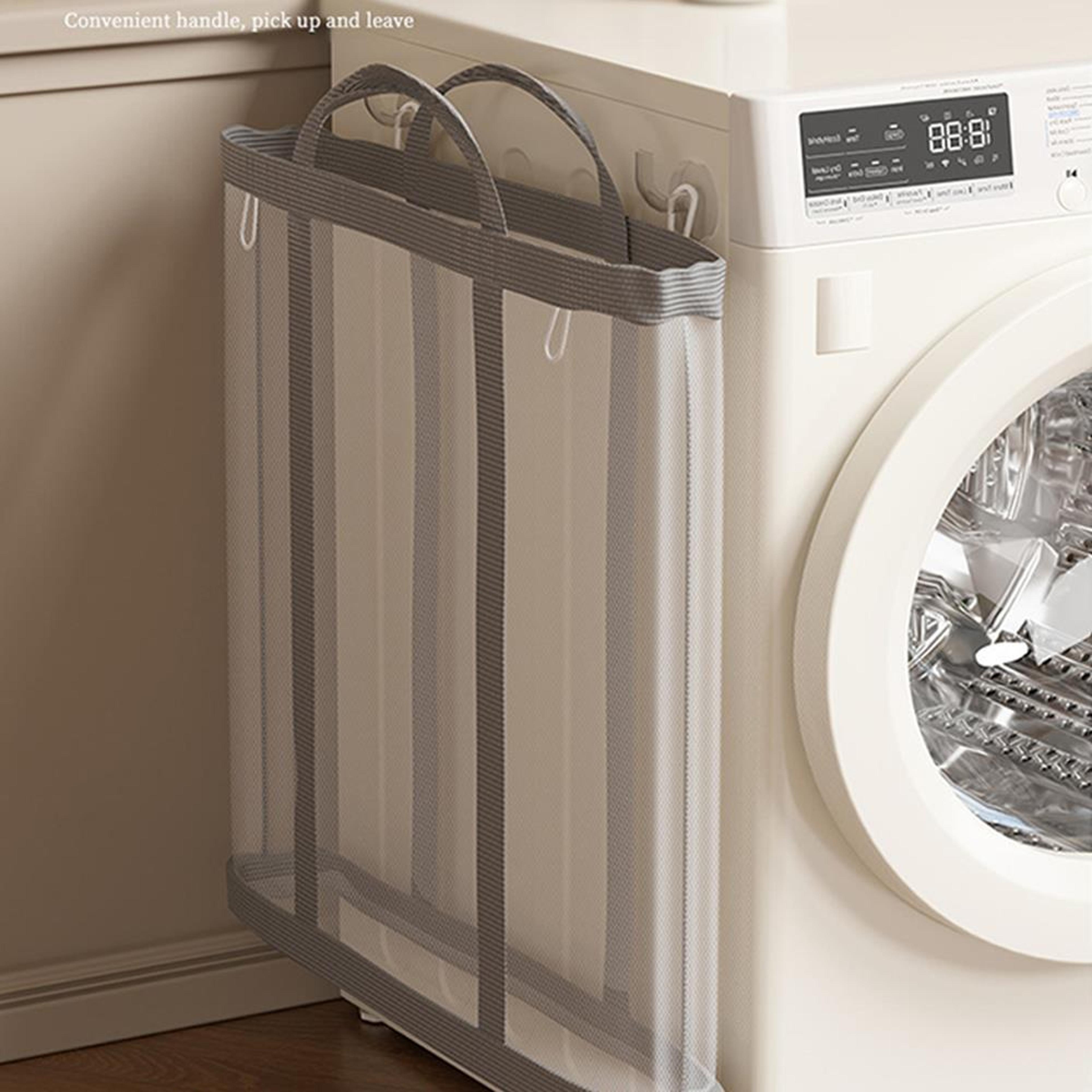 folding laundry basket with handle for clothes, toys storage, and bathroom organization