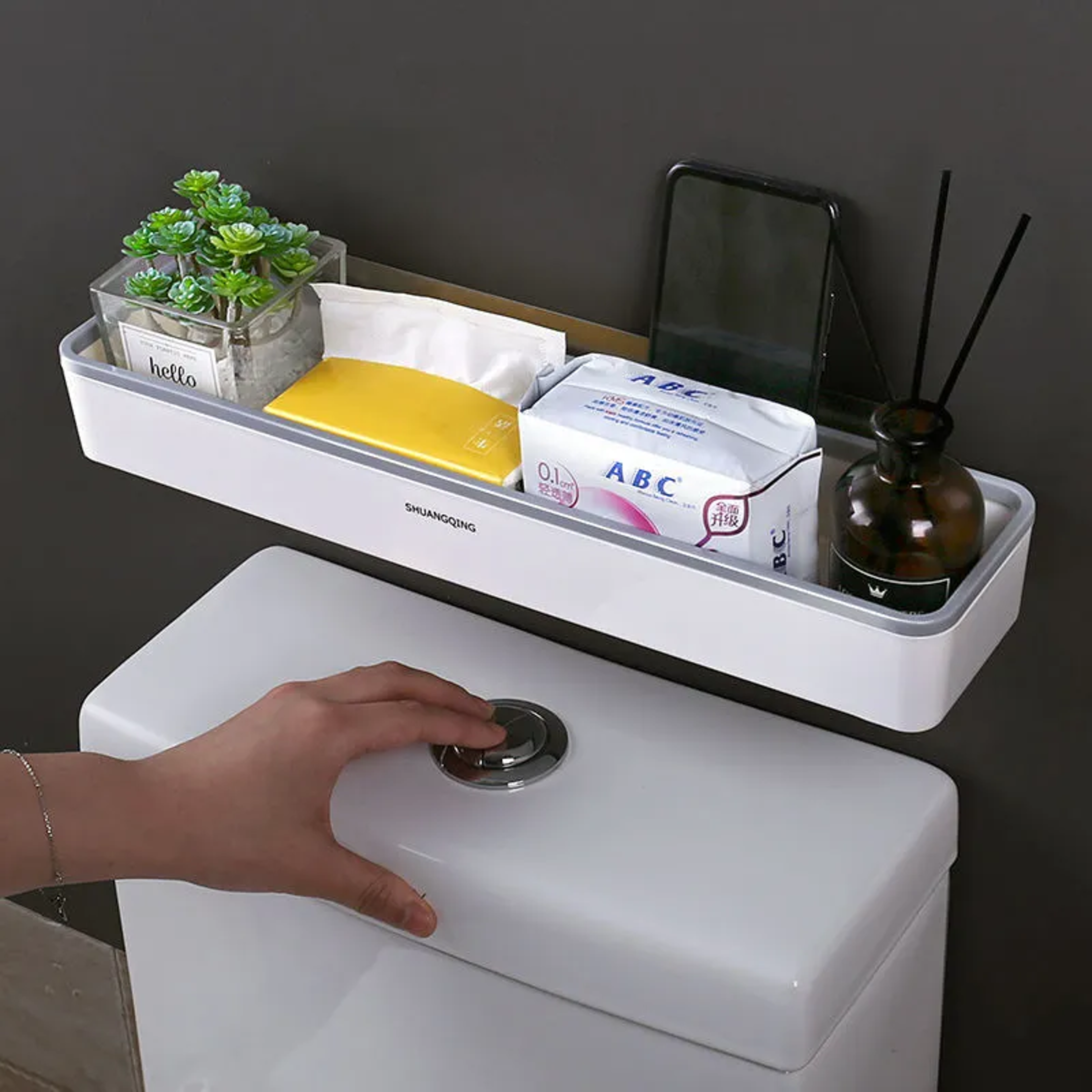 Toilet Bathroom Storage Cabinet Rack Wall Hanging Hole Free White Shelf Organizer For Above Toilet 1