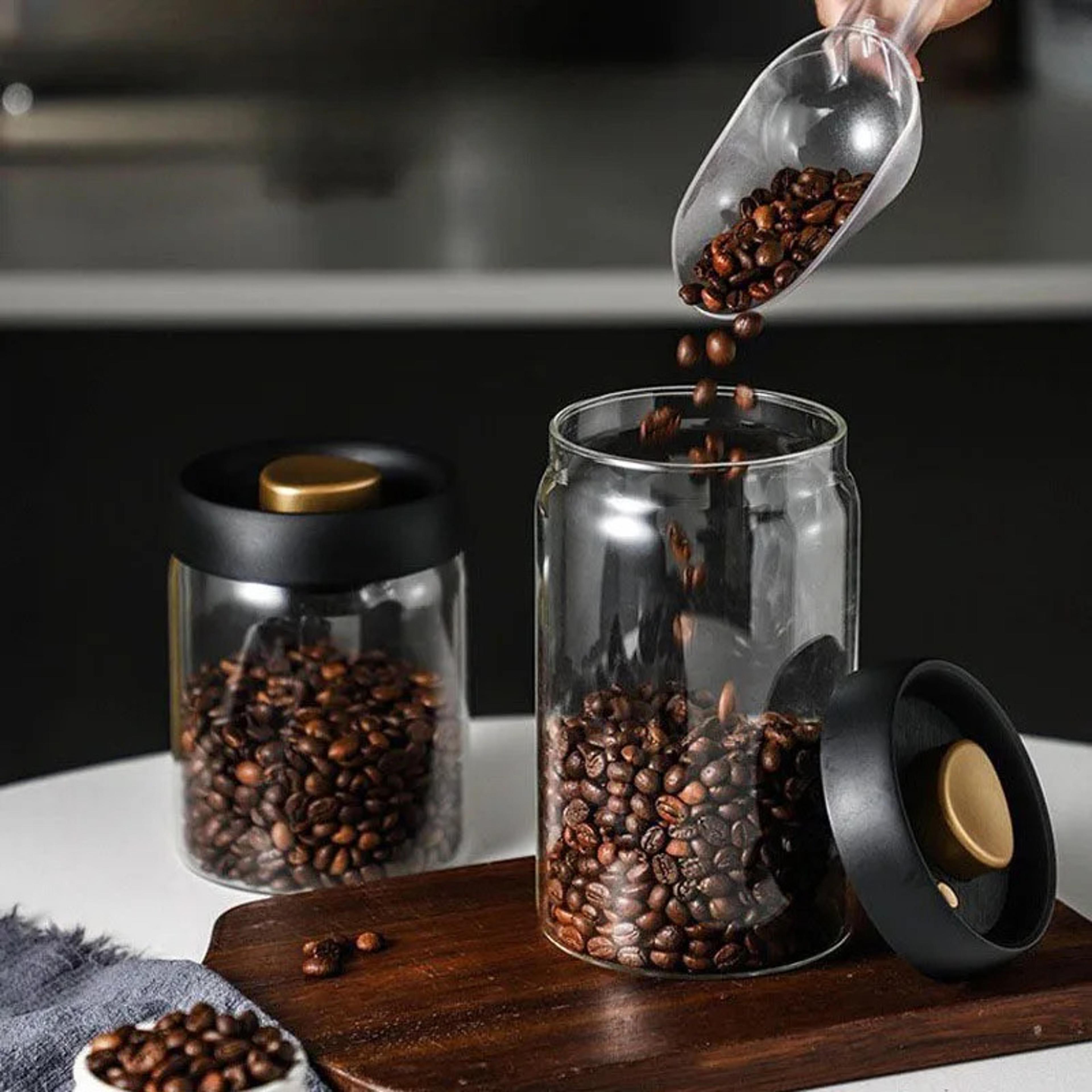 coffee bean sealed jar, glass kitchen storage, moisture-proof, vacuum pressed tea rice peanut storage