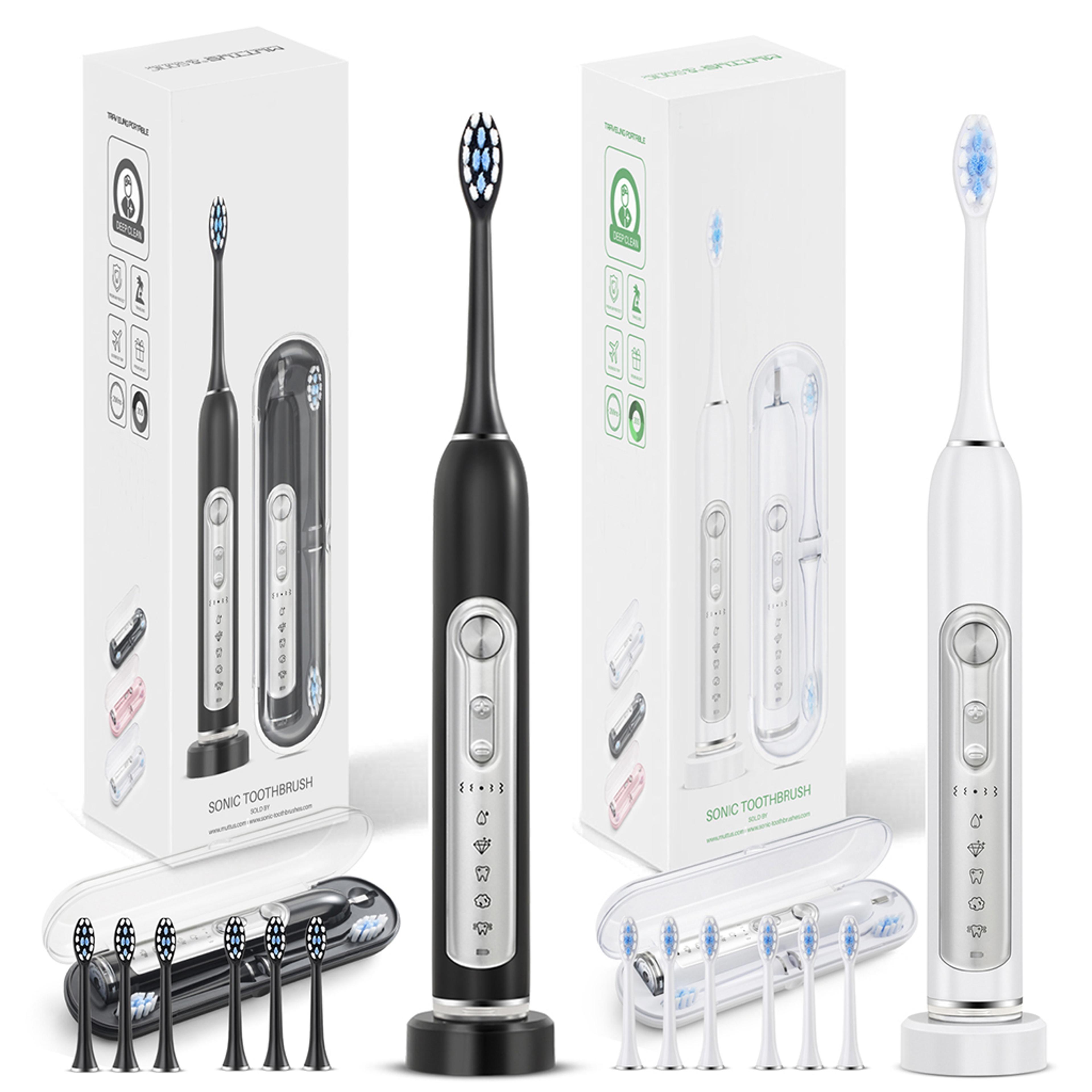 super sonic whitening toothbrush for adults, kids, timer smart ipx7 waterproof replaceable heads set