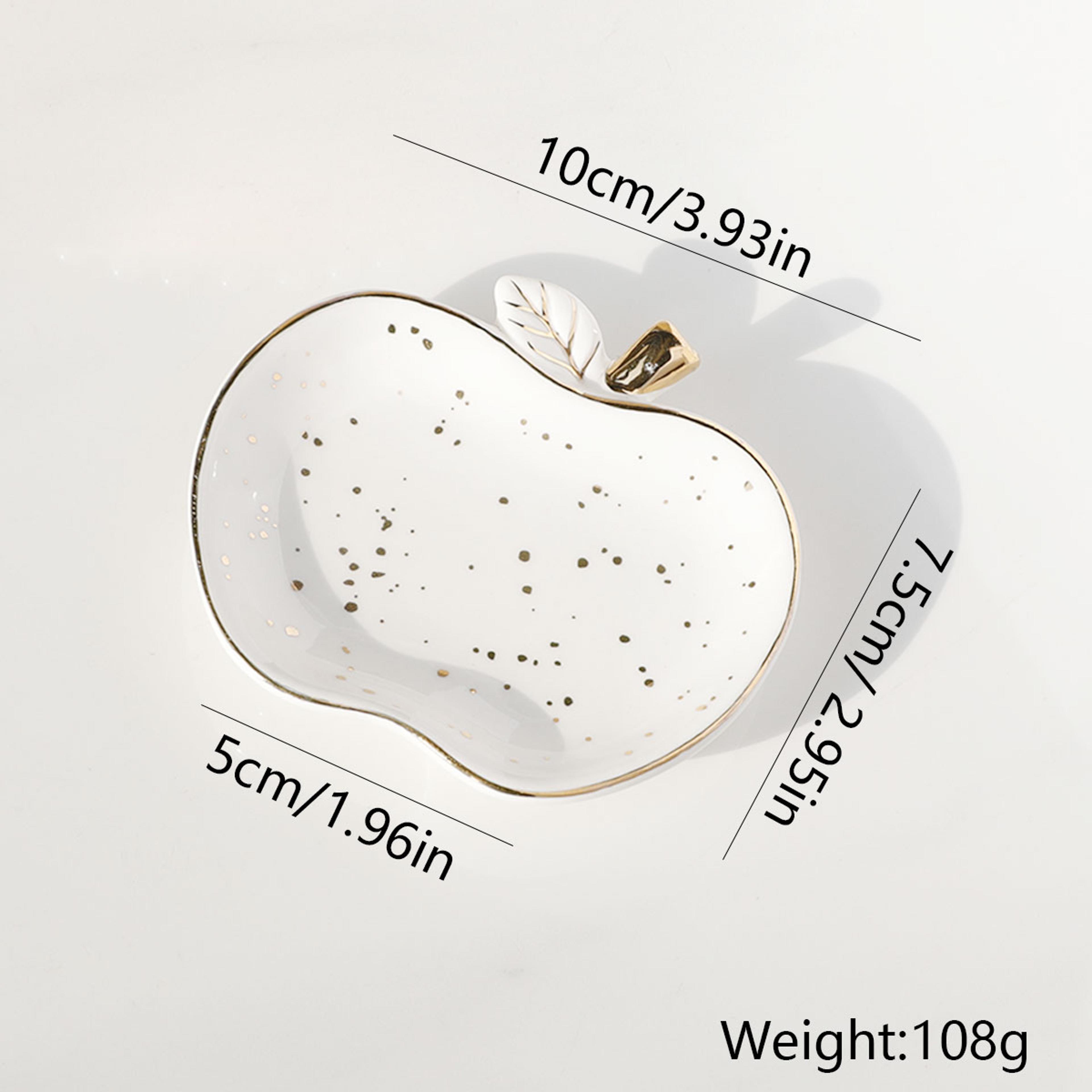 1pc Ceramic Apple Plate Jewelry Tray Ceramic Dish Ring And Necklace Holder For Home Decor 7