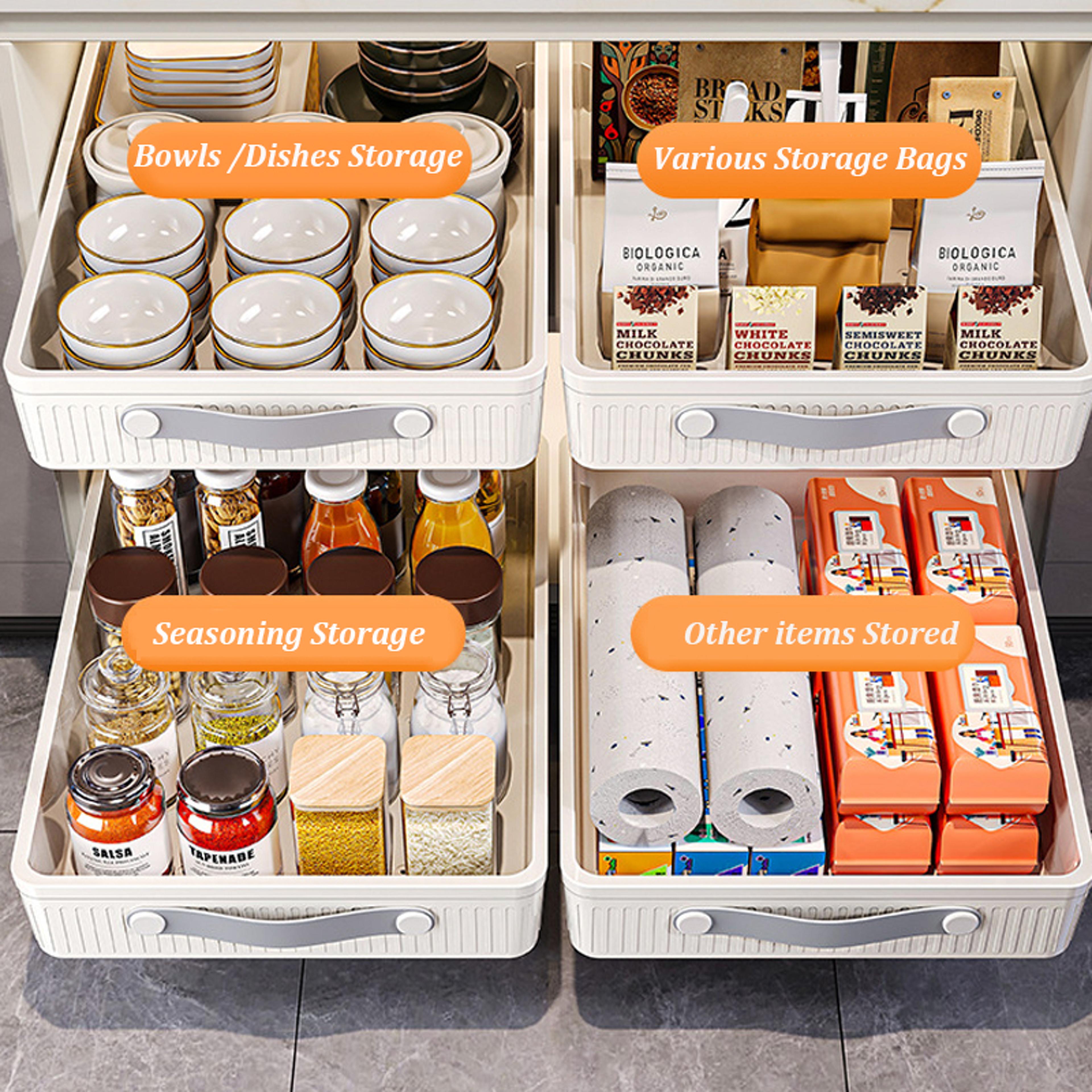 Kitchen Sliding Drawer With Slide Rail Pull Out Organizer Tray Spice Storage Rack With Handle 1