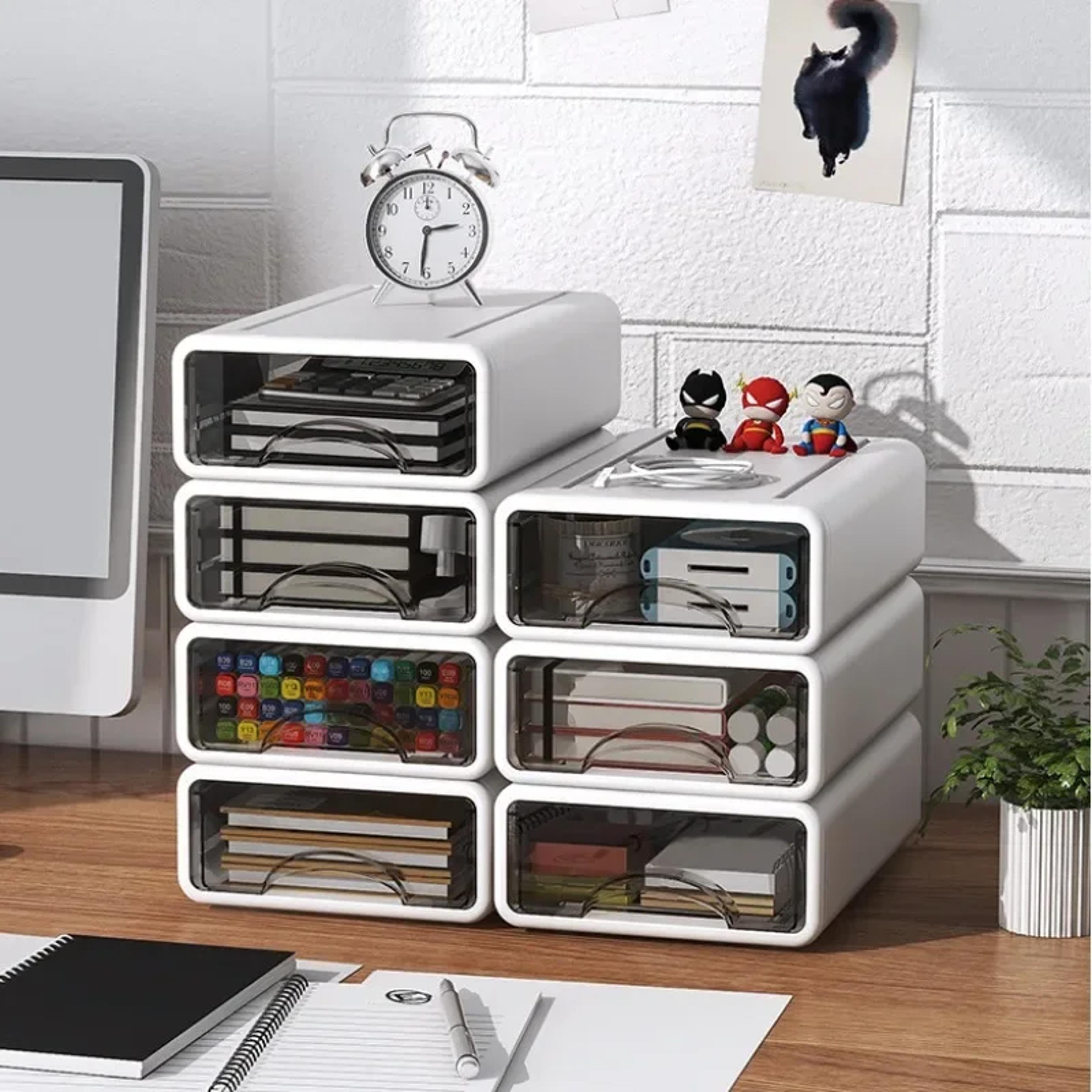 Plastic Box Desktop Organizer Drawer Stackable Jewelry Storage Large Office Storage Box Dustproof M 1