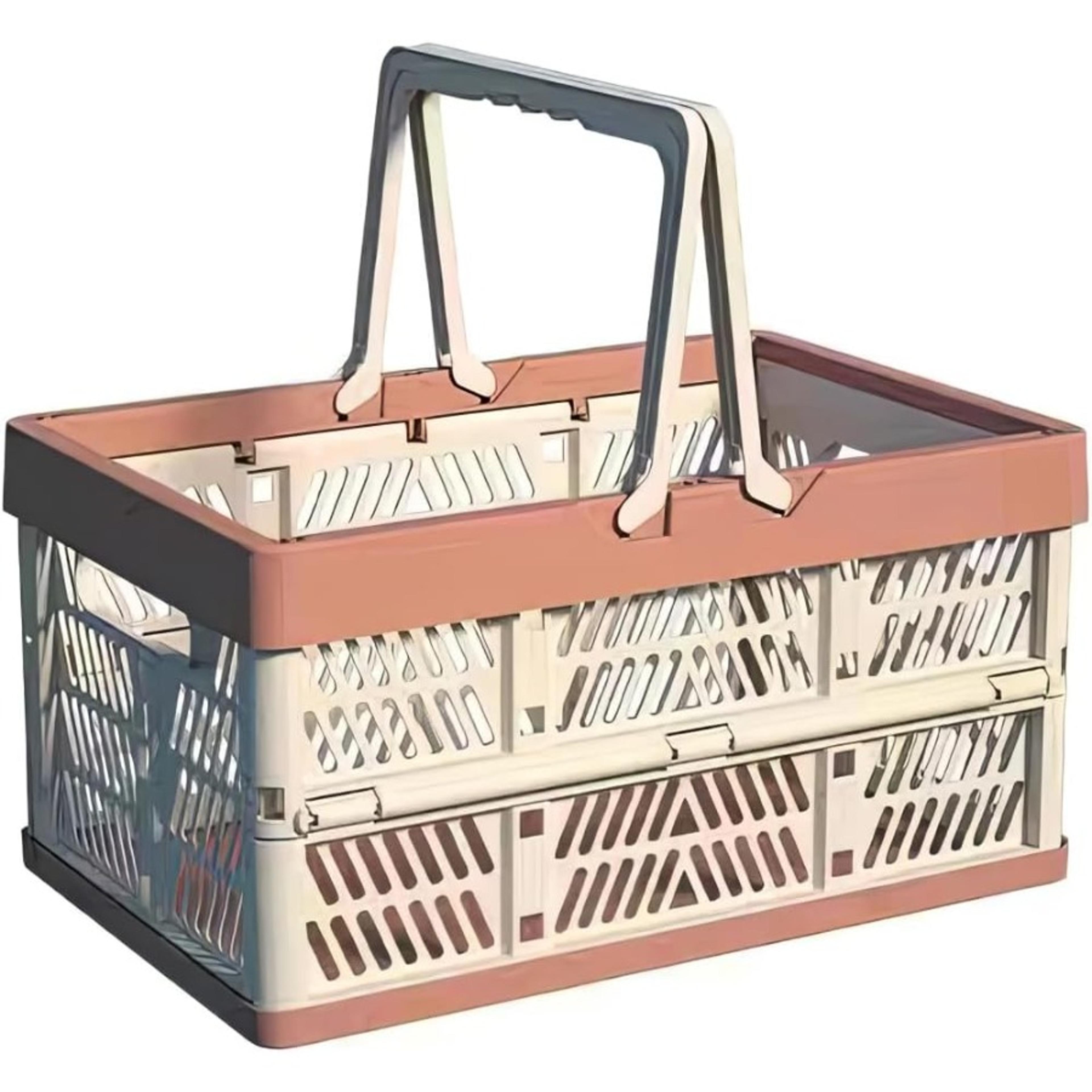 collapsible crate for storage, pink plastic milk crates, versatile shopping basket for kitchen and bathroom