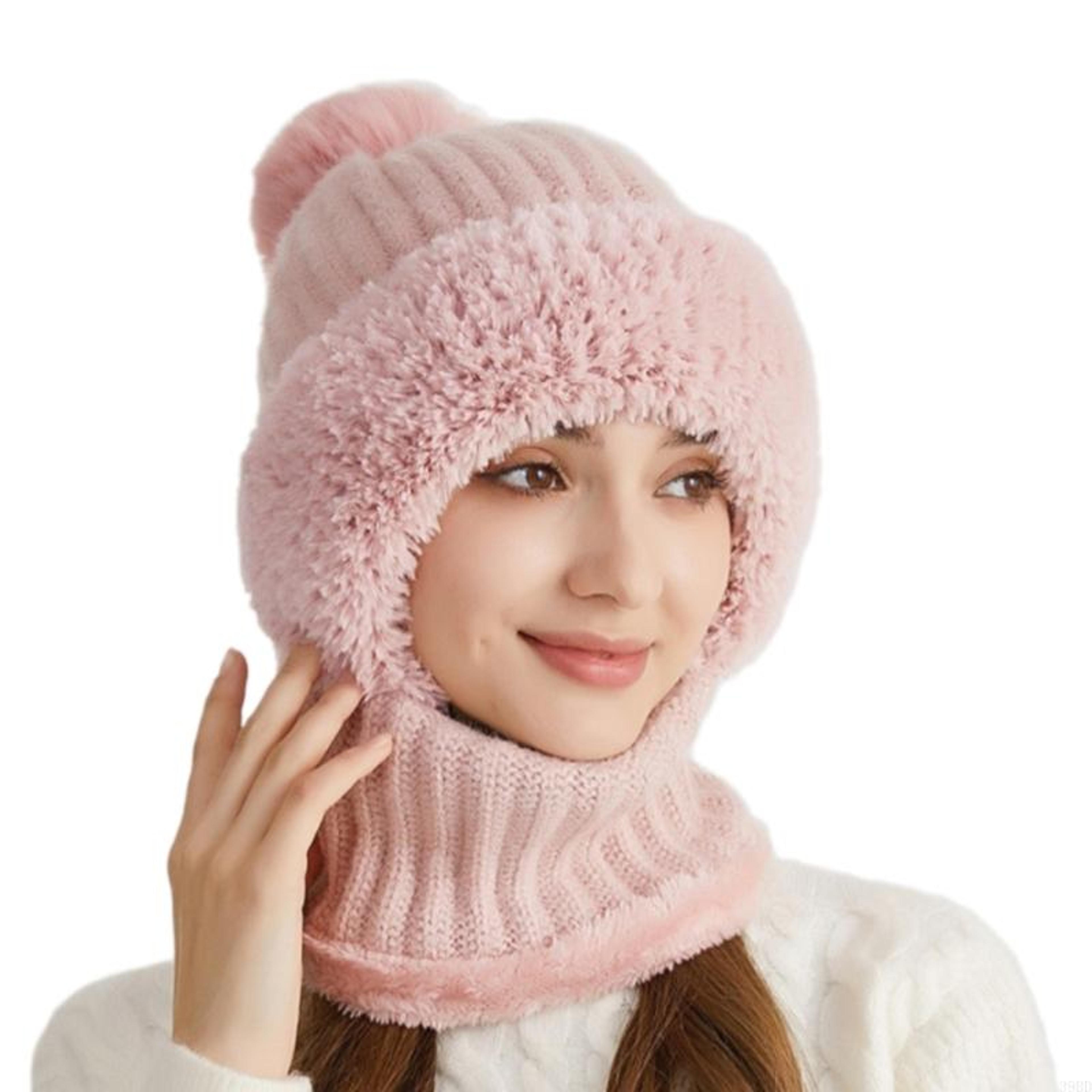 Women Knitted Winter Hat Warm Pullover Hat Outdoor Unisex Hat Neck Warmer For Outdoor Activity 3