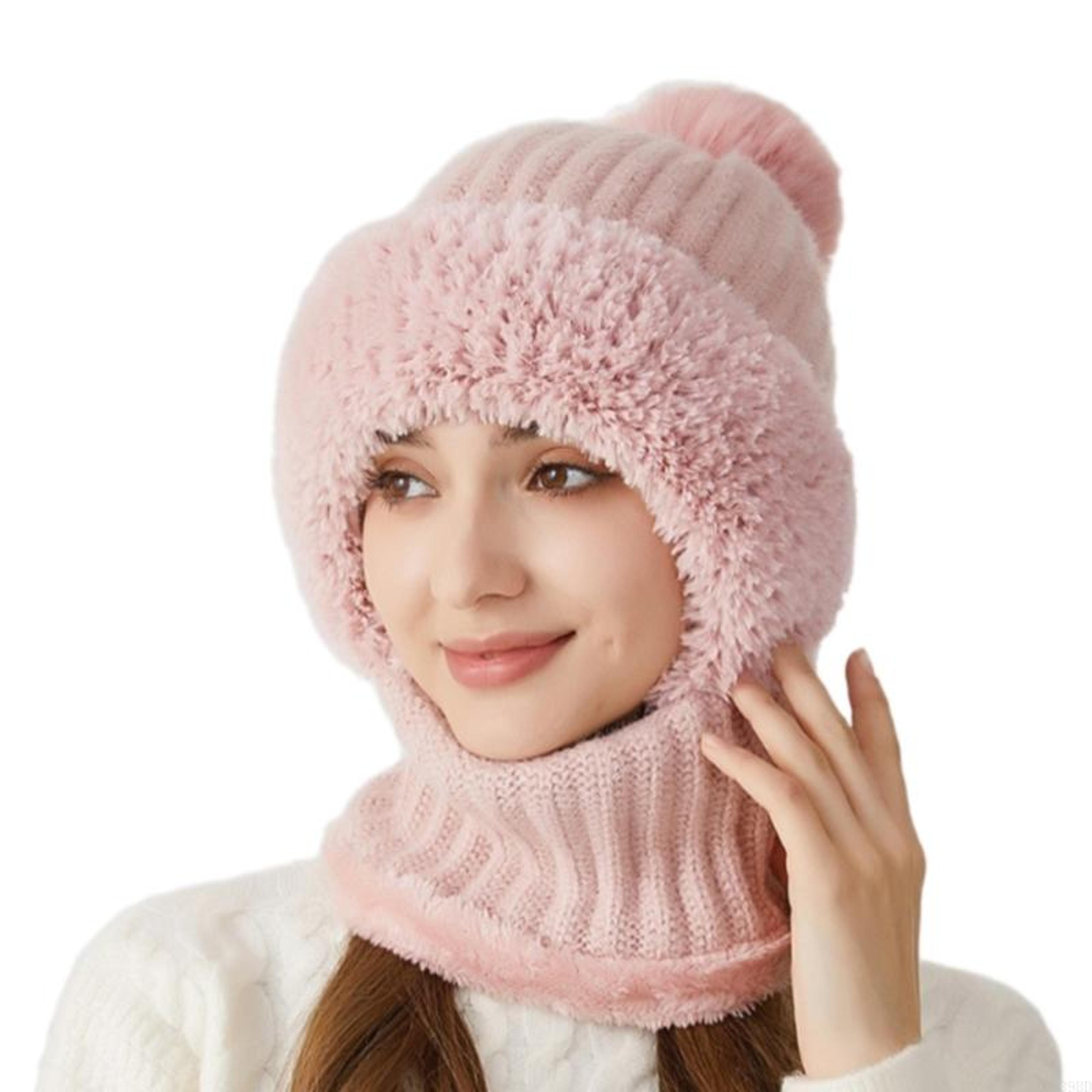 Women Knitted Winter Hat Warm Pullover Hat Outdoor Unisex Hat Neck Warmer For Outdoor Activity 4