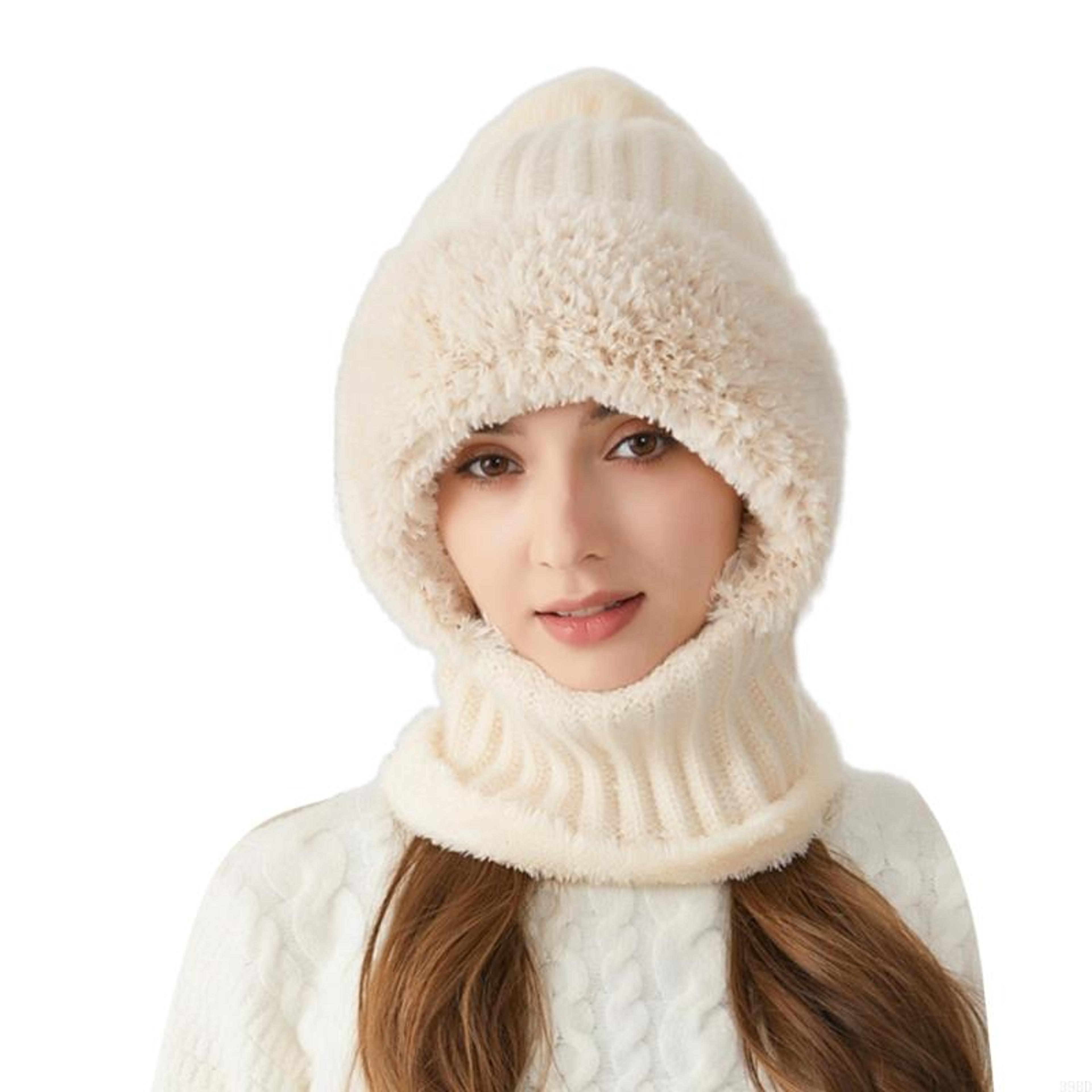 Women Knitted Winter Hat Warm Pullover Hat Outdoor Unisex Hat Neck Warmer For Outdoor Activity 6