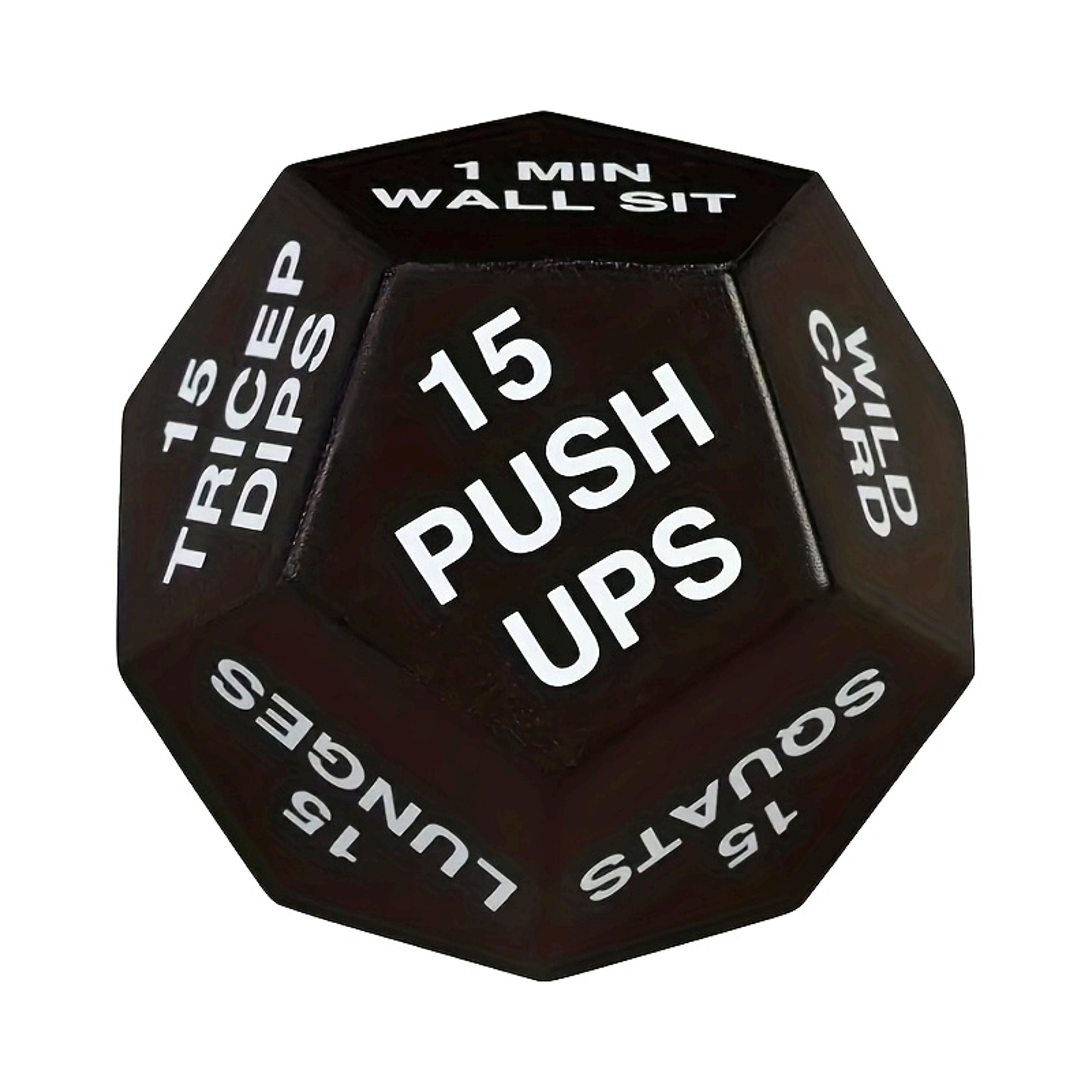 face fitness stress ball, black with red text, hand grip strength training, jump squats, situps instructions