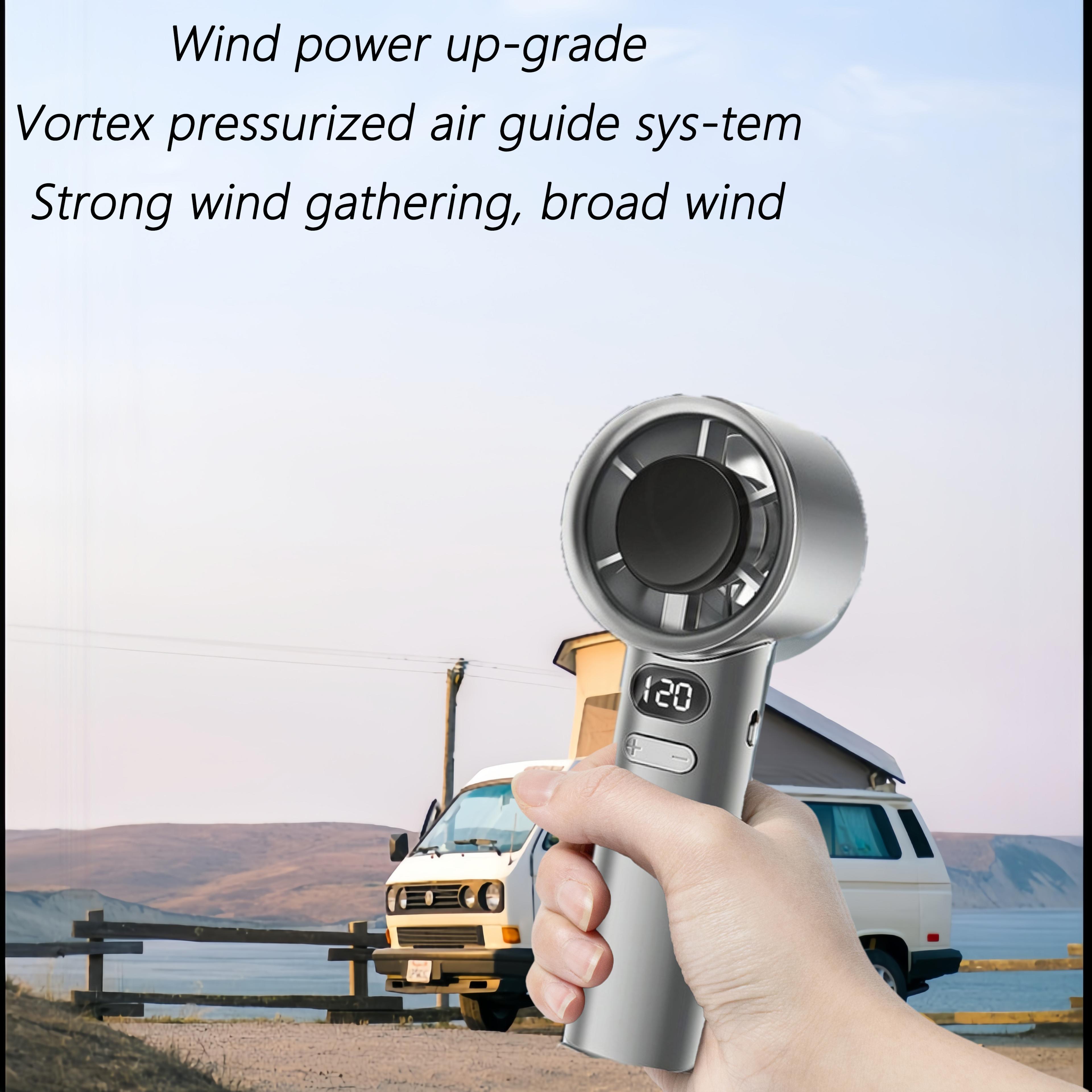 portable fan digital display, stylish semiconductor condensation, mini personal fan for home, office, ice cooling tech