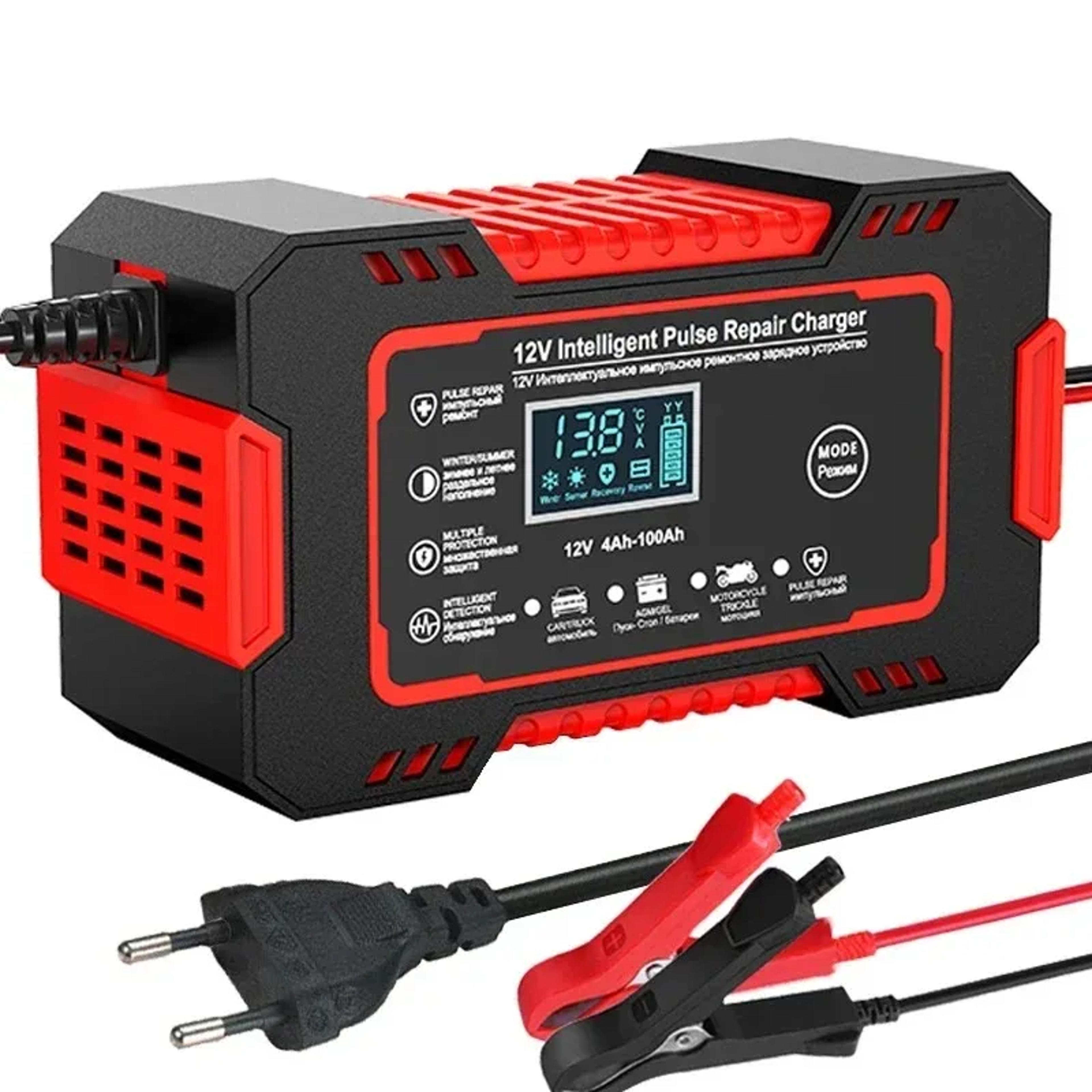 car battery charger, touch screen pulse repair, fast power charging, wet dry lead acid digital lcd display