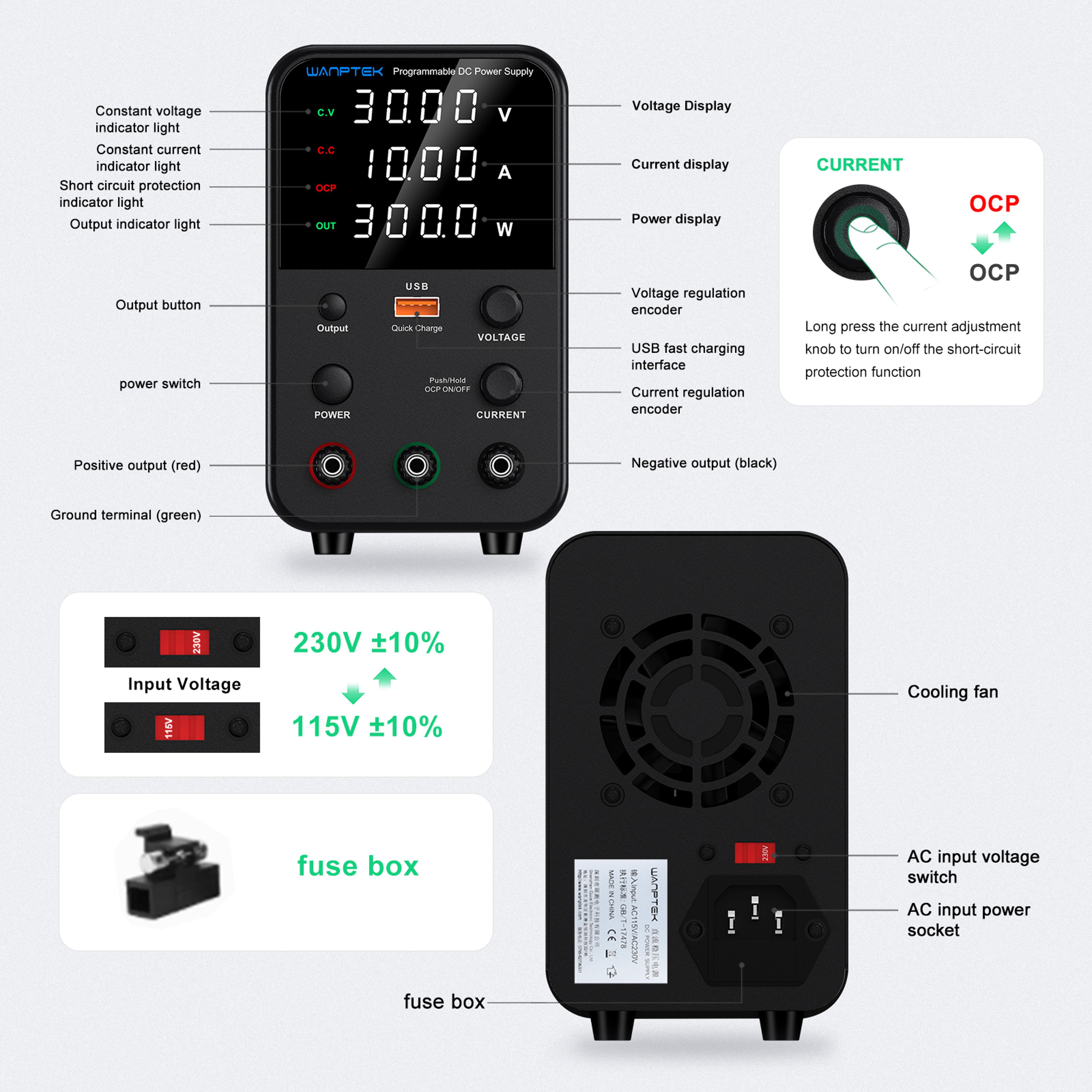 Laboratory Power Supply Adjustable DC Power Supply With USB Fast Charging Regulator 1
