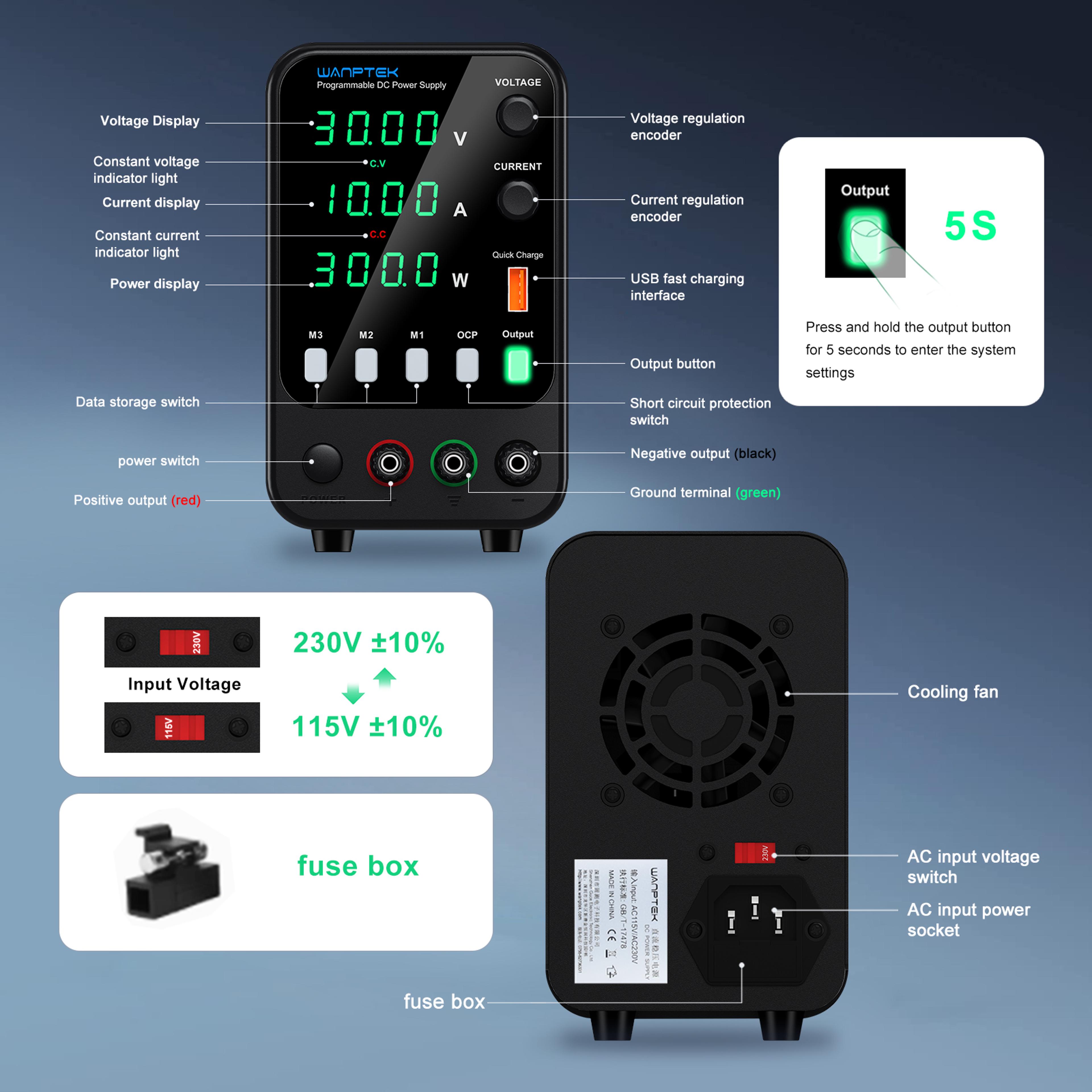 Laboratory Power Supply Adjustable DC Power Supply With USB Fast Charging Regulator 2