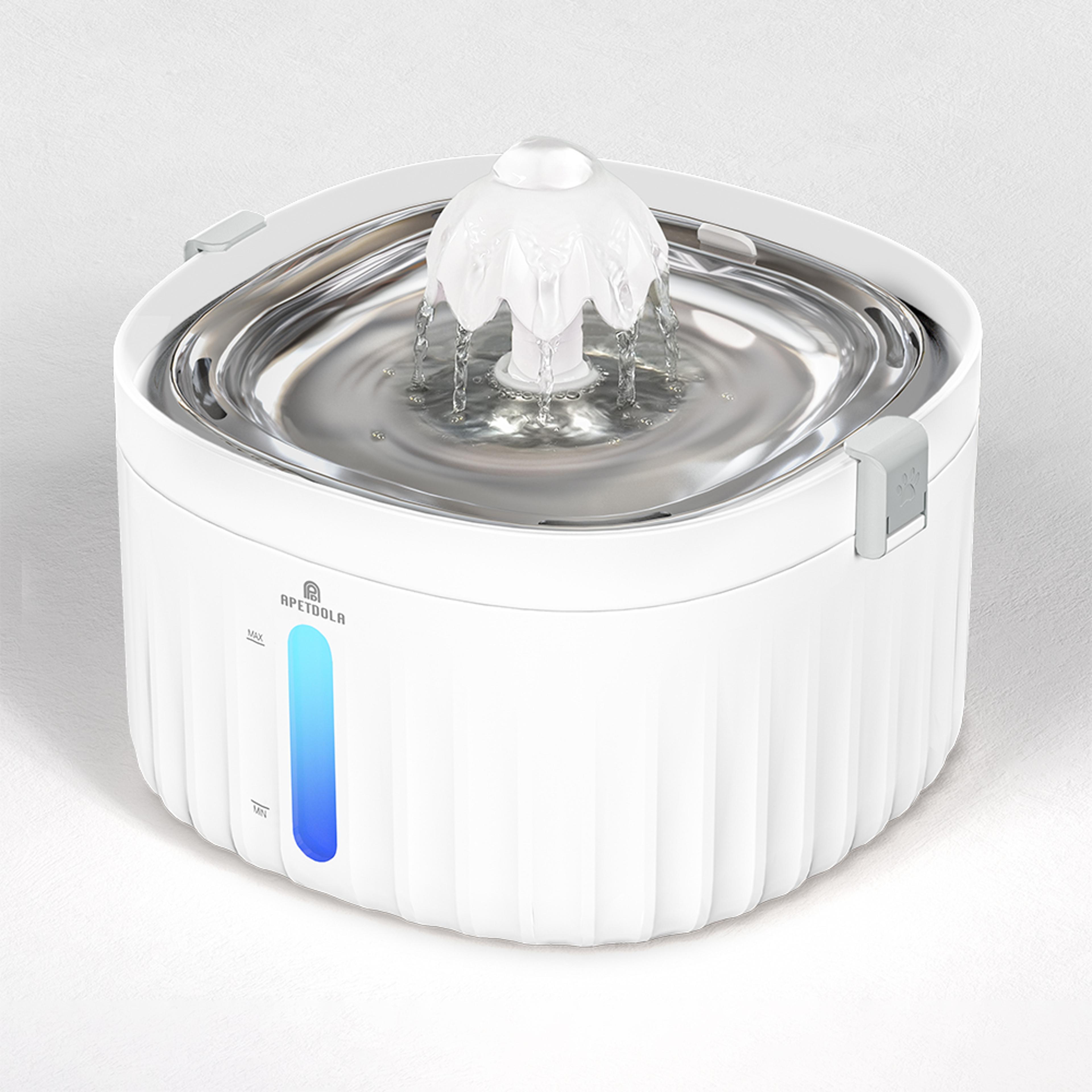 cat water fountain, automatic pet water dispenser, stainless steel tray, level filtering system for cats and dogs