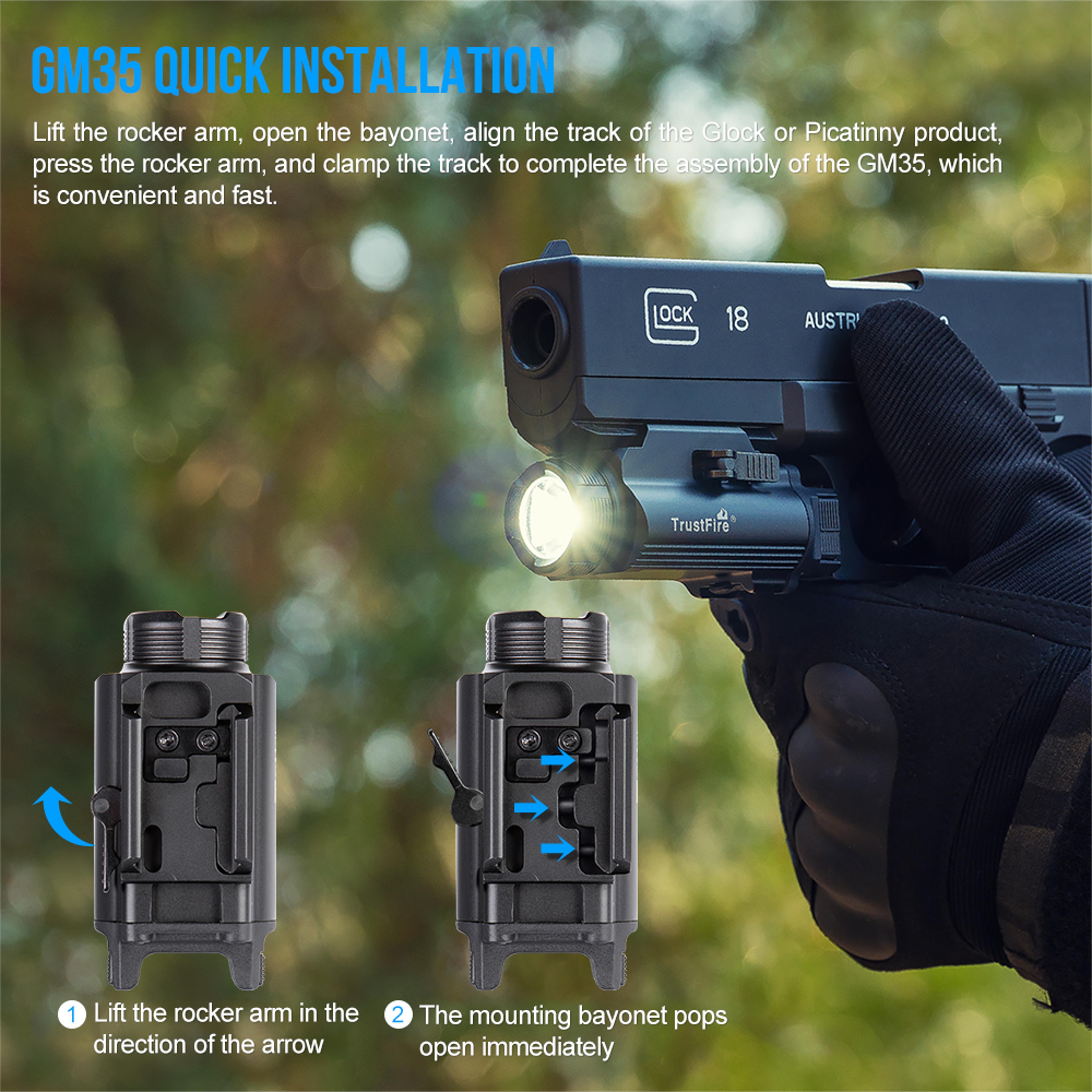 Trustfire Tactical LED Flashlights Mini Pistol Lights Lumens USB Rechargeable Quick Release Handgun 4