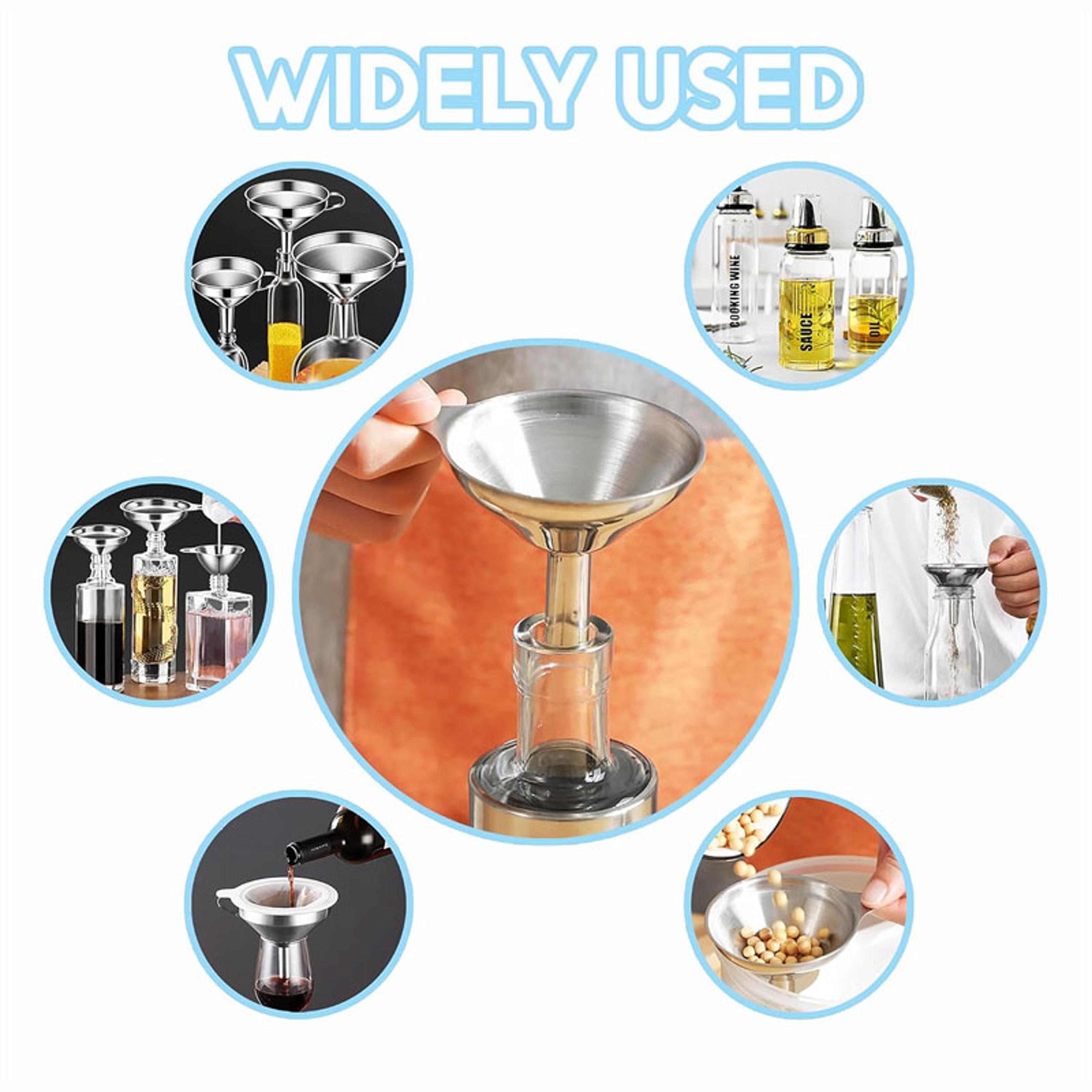Stainless Steel Kitchen Funnels Set For Filling Bottles Vinegar Spice Essential Oil Funnels For Kit