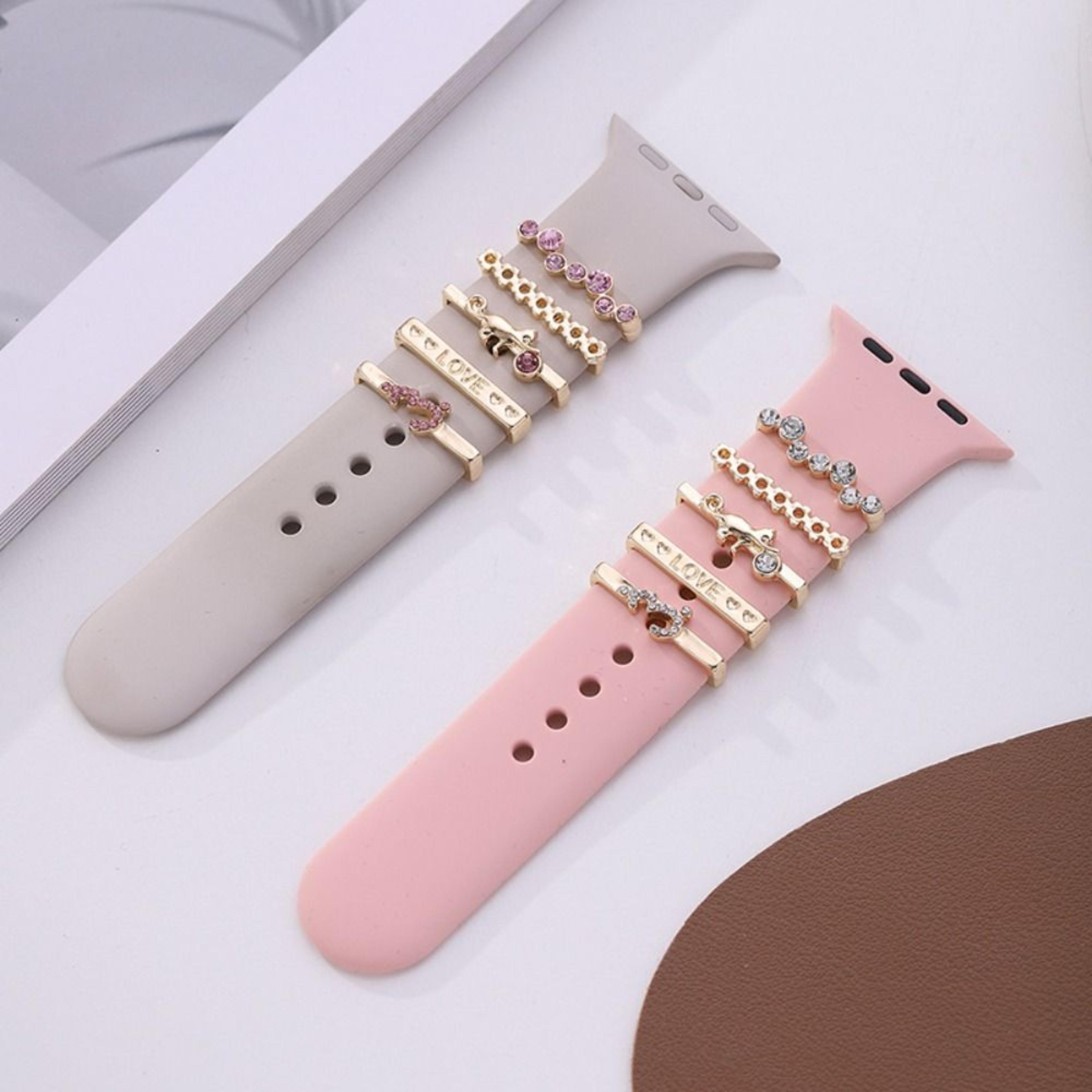 Metal Charms Watch Band Decoration Ring Apple Diamond Ornament For IWatch Bracelet Silicone Strap J